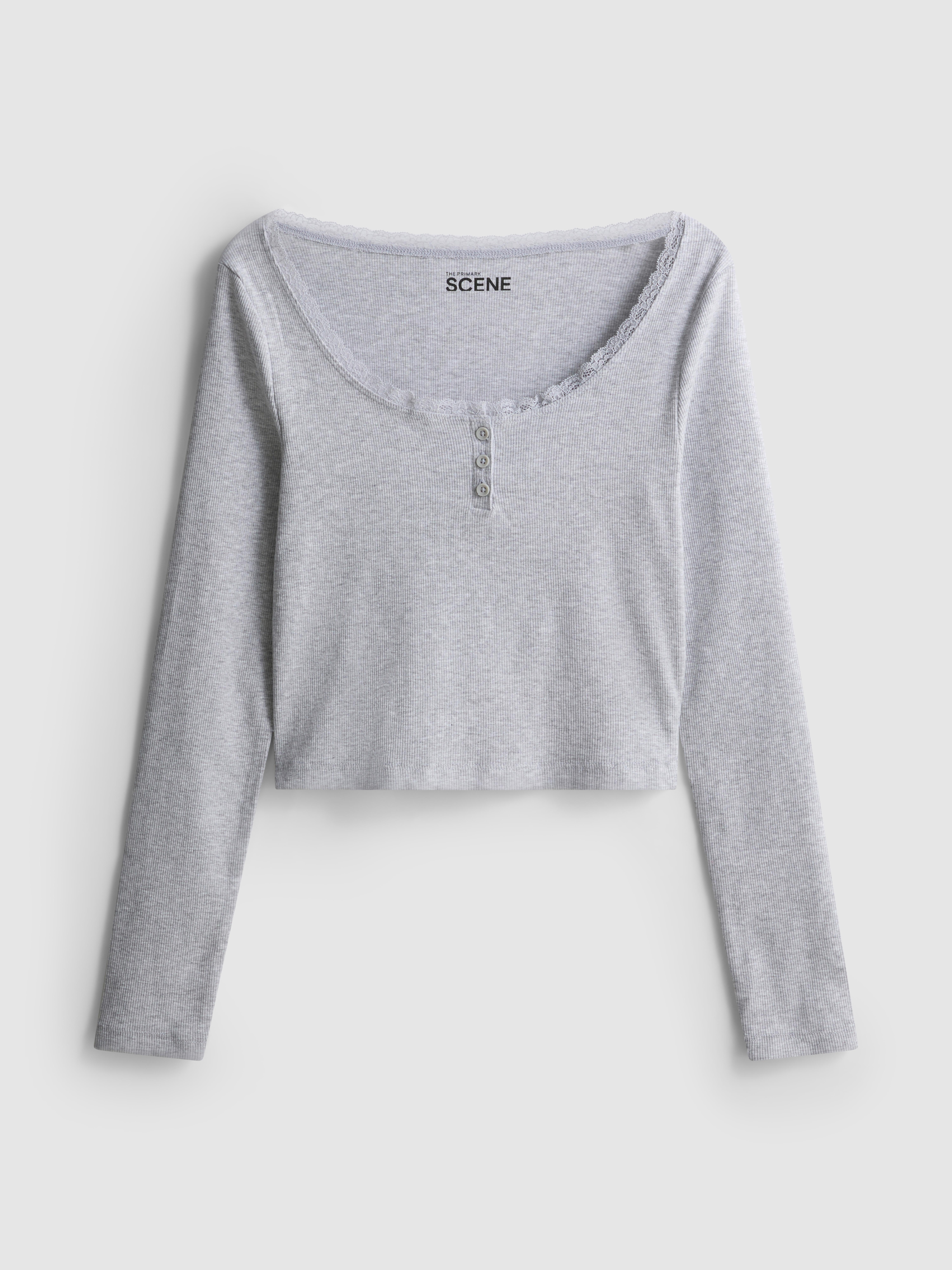 The Primark Scene | Long Sleeve Lace Trim Henley T-Shirt