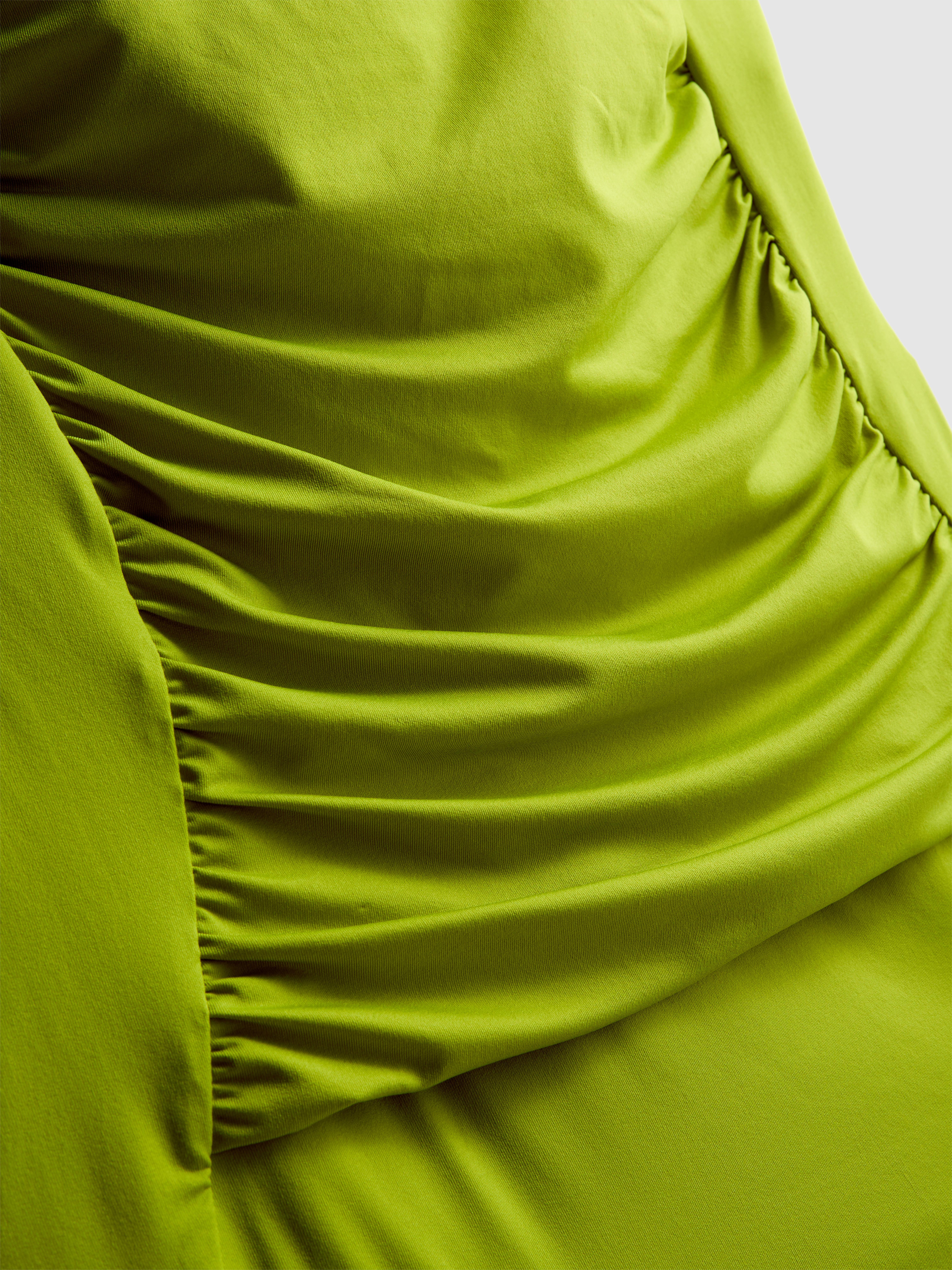 Women's Bright Green Draped Detail Molded Control Swimsuit