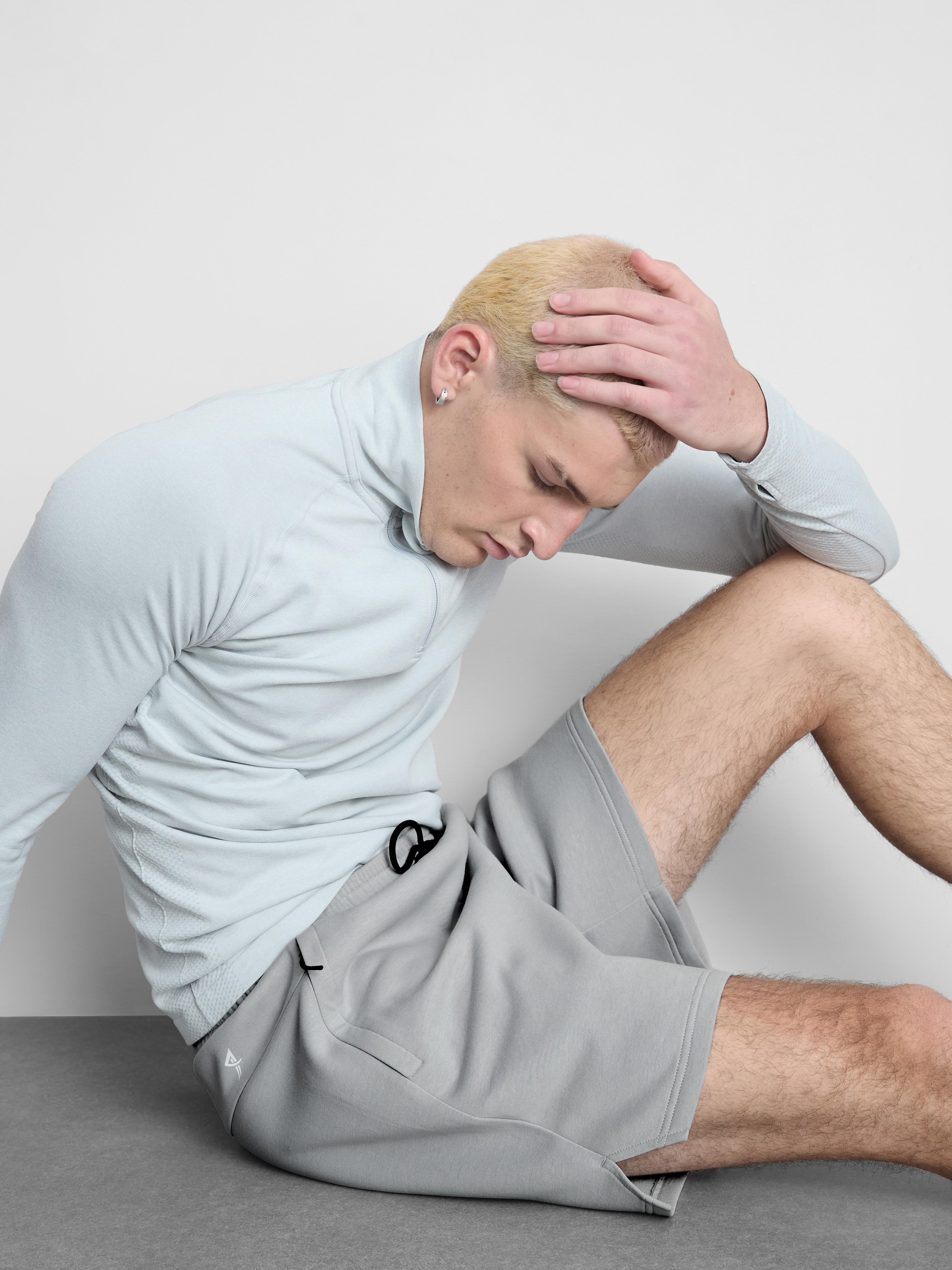 Men's Light Gray Soft Active Drawstring Shorts