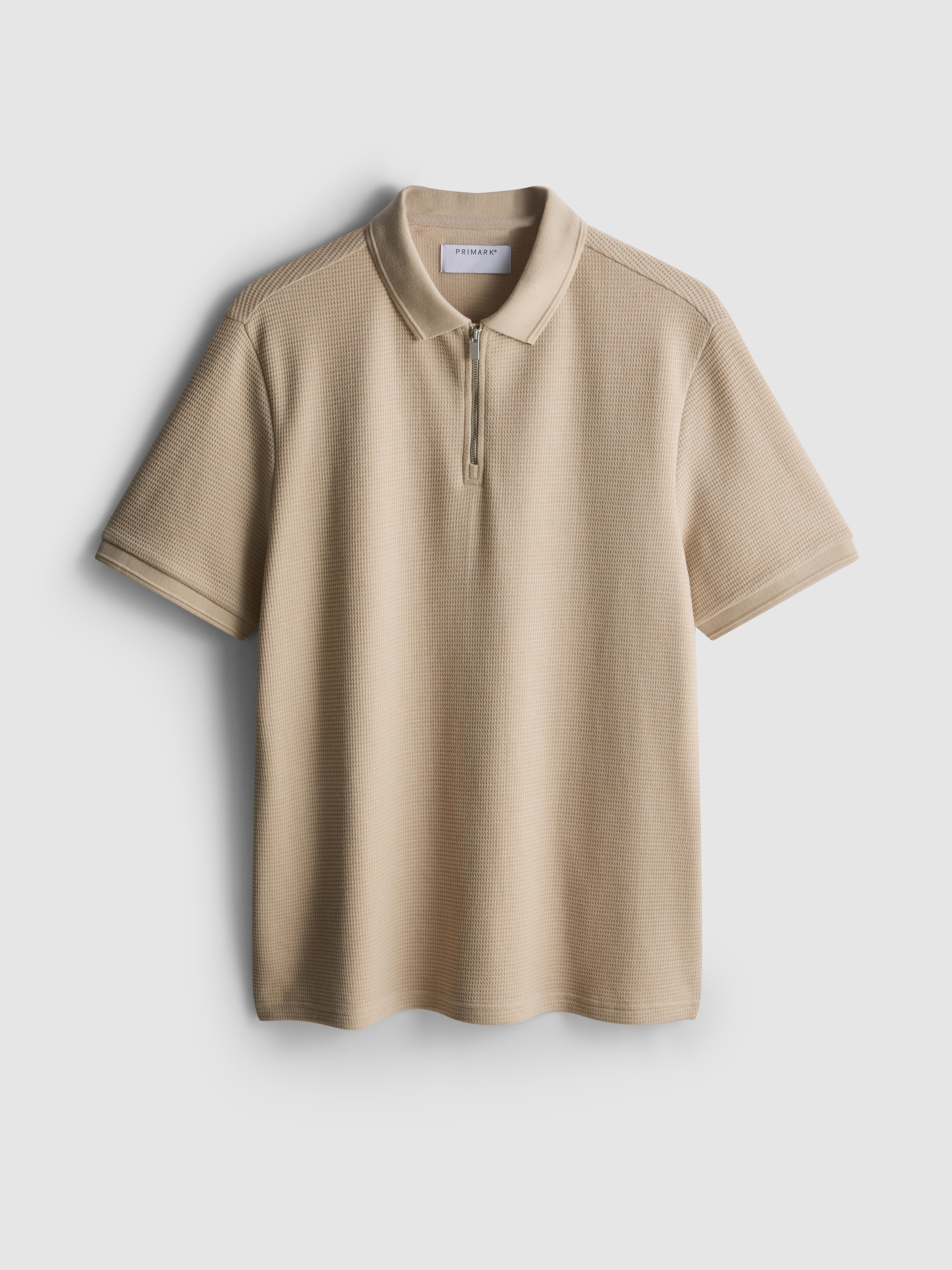 Men's Stone Waffle-Texture Polo Shirt