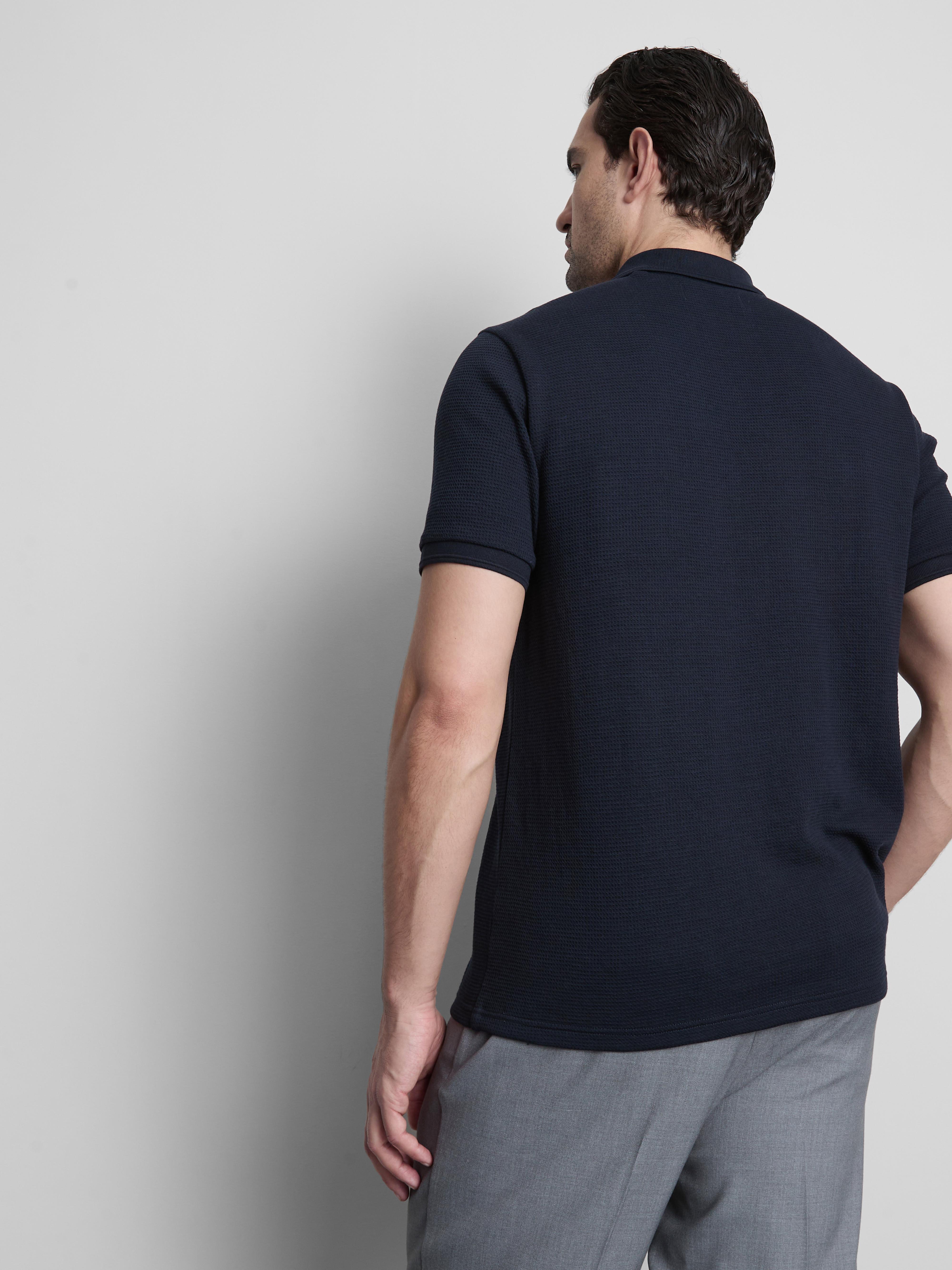 Men's Navy Waffle-Texture Polo Shirt