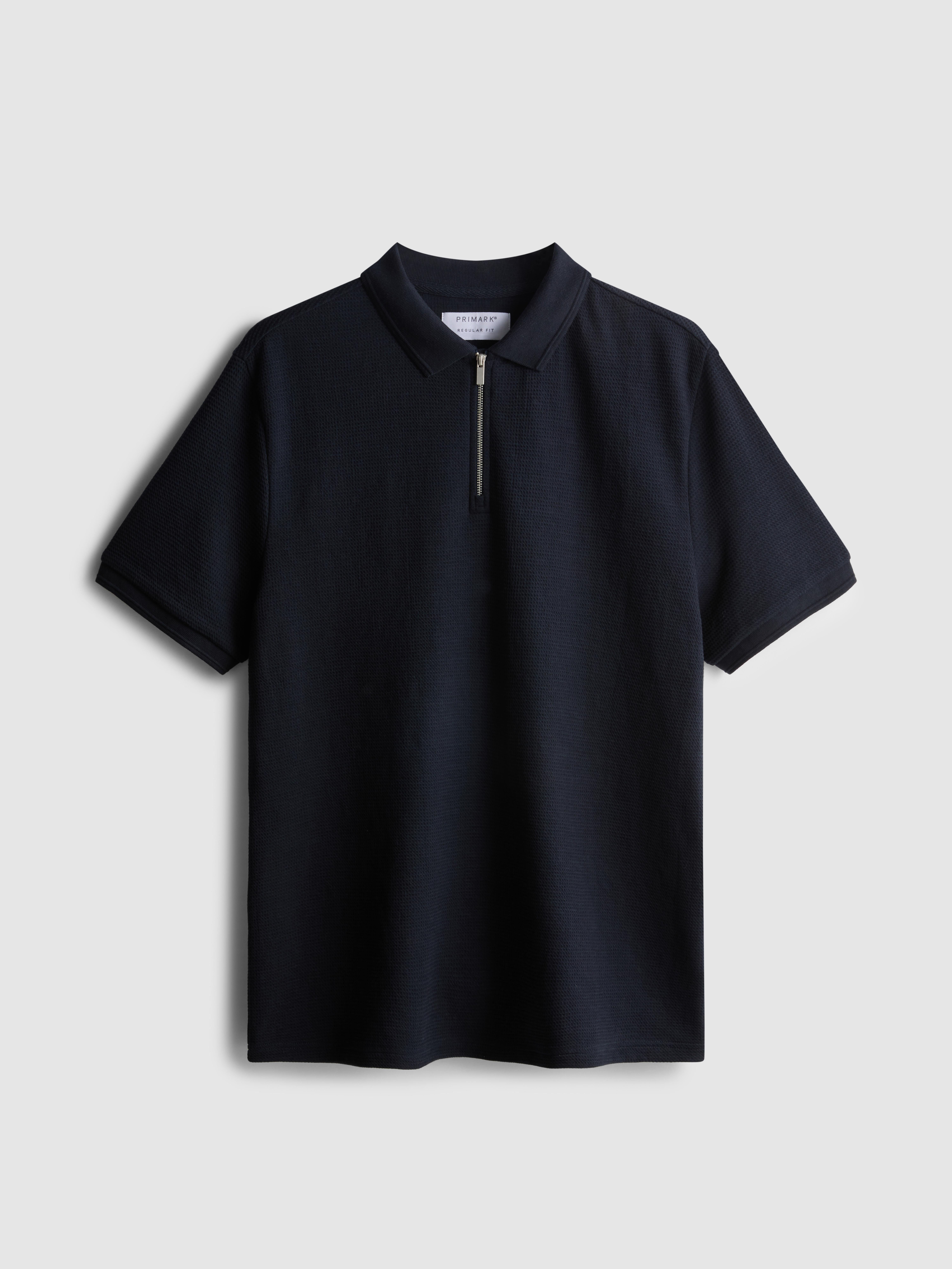 Men's Navy Waffle-Texture Polo Shirt