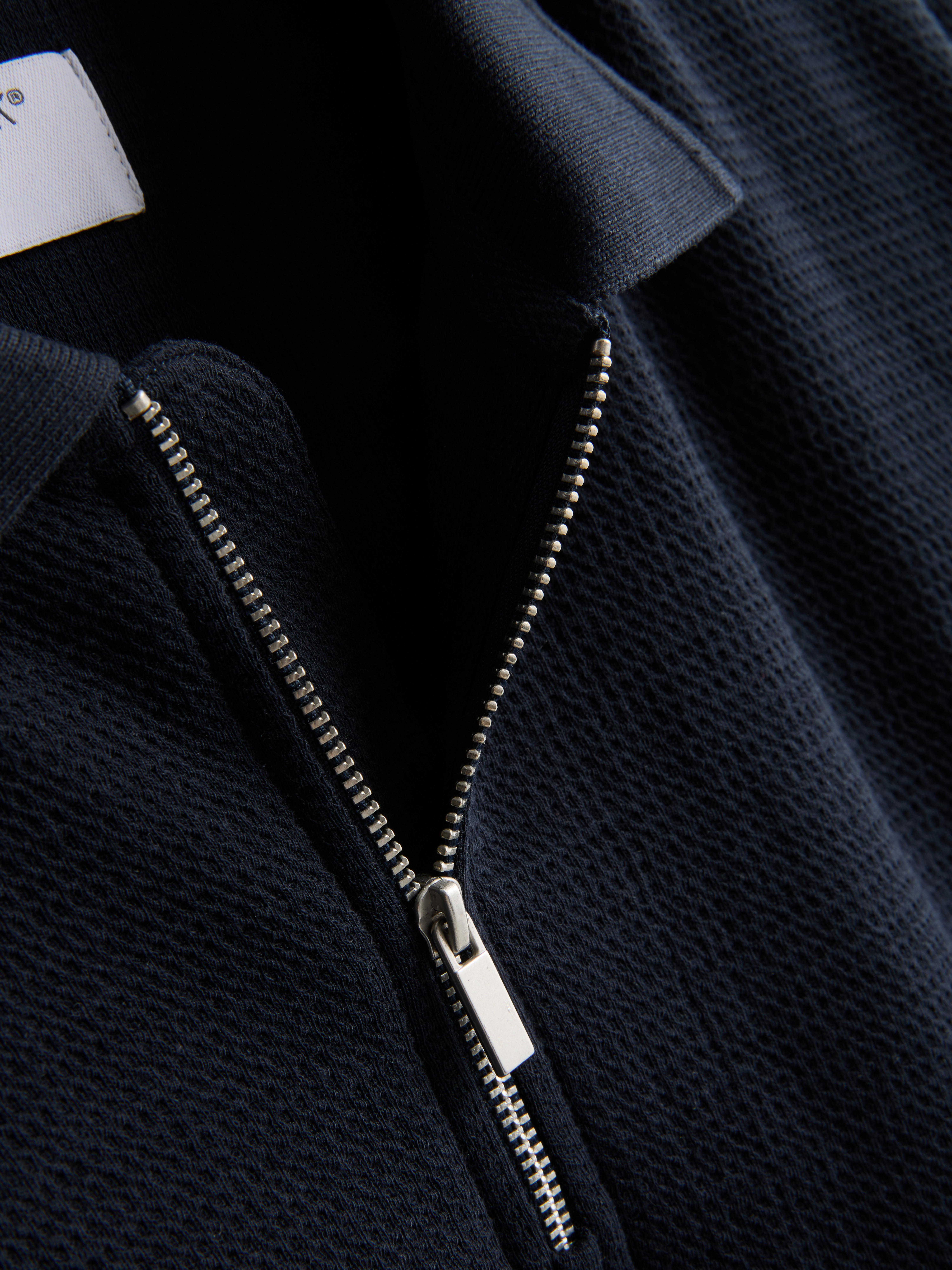 Men's Navy Waffle-Texture Polo Shirt