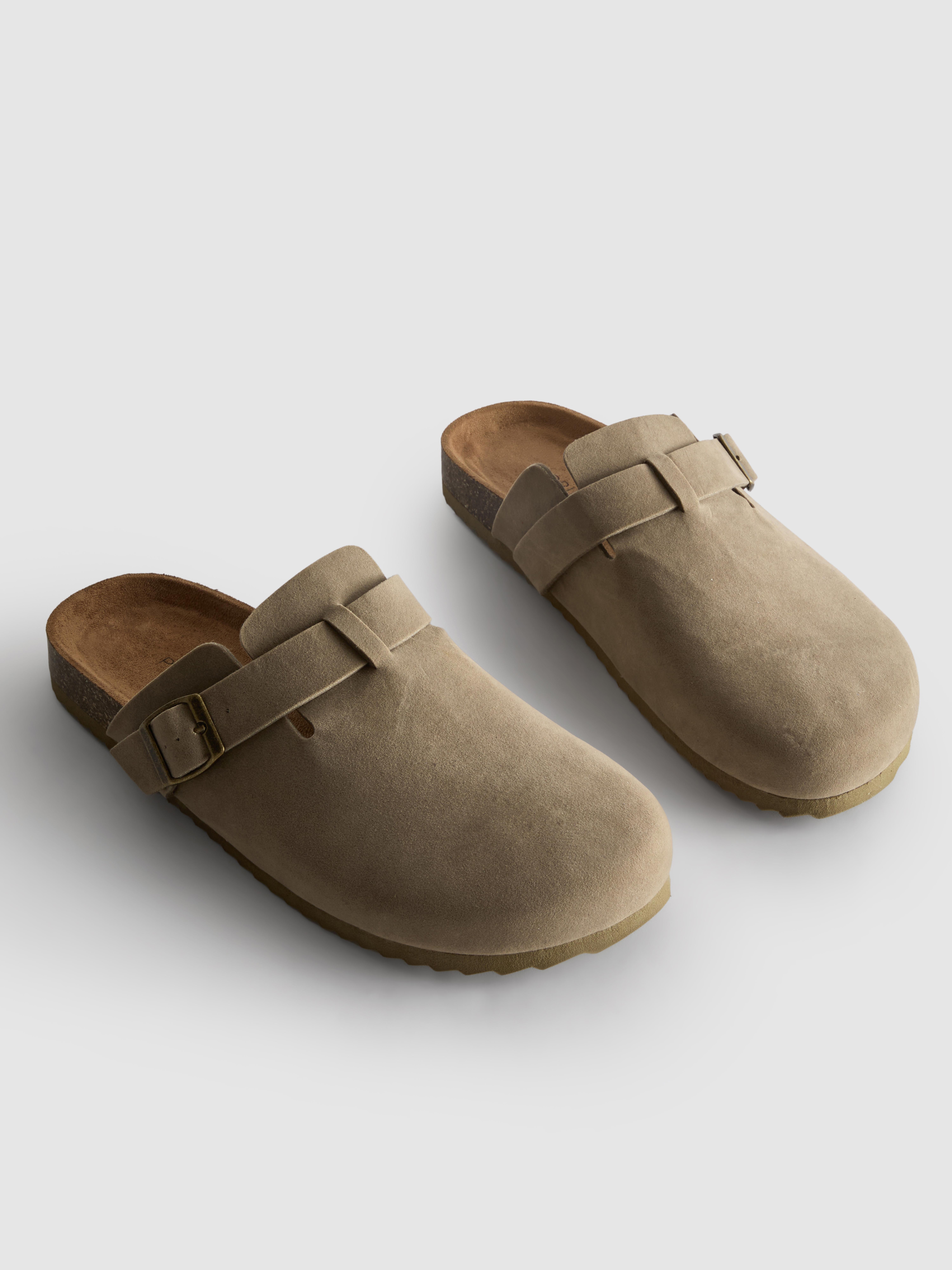 Men's Taupe Closed Toe Mule Slippers