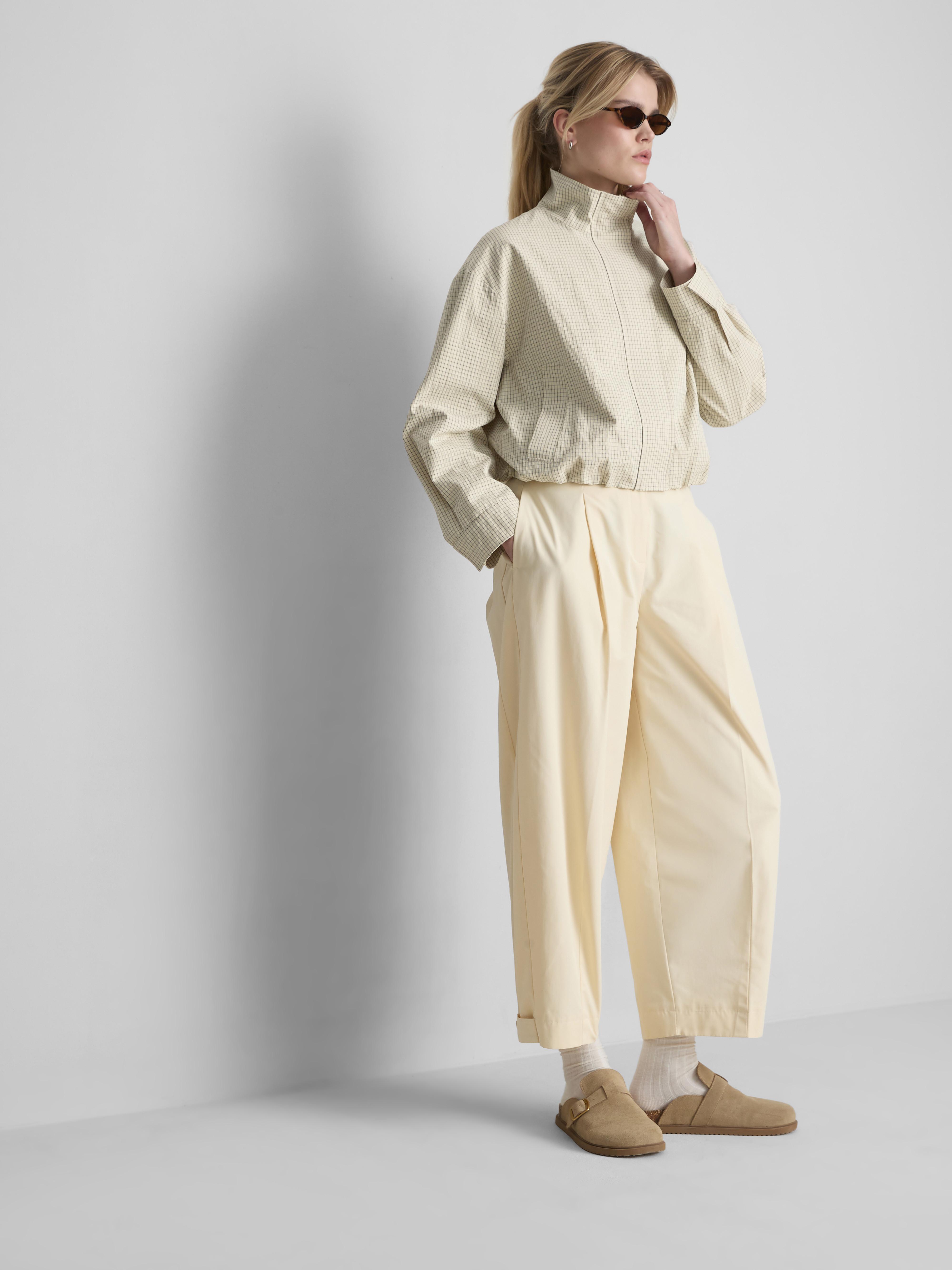 Funnel Neck Check Bomber Jacket