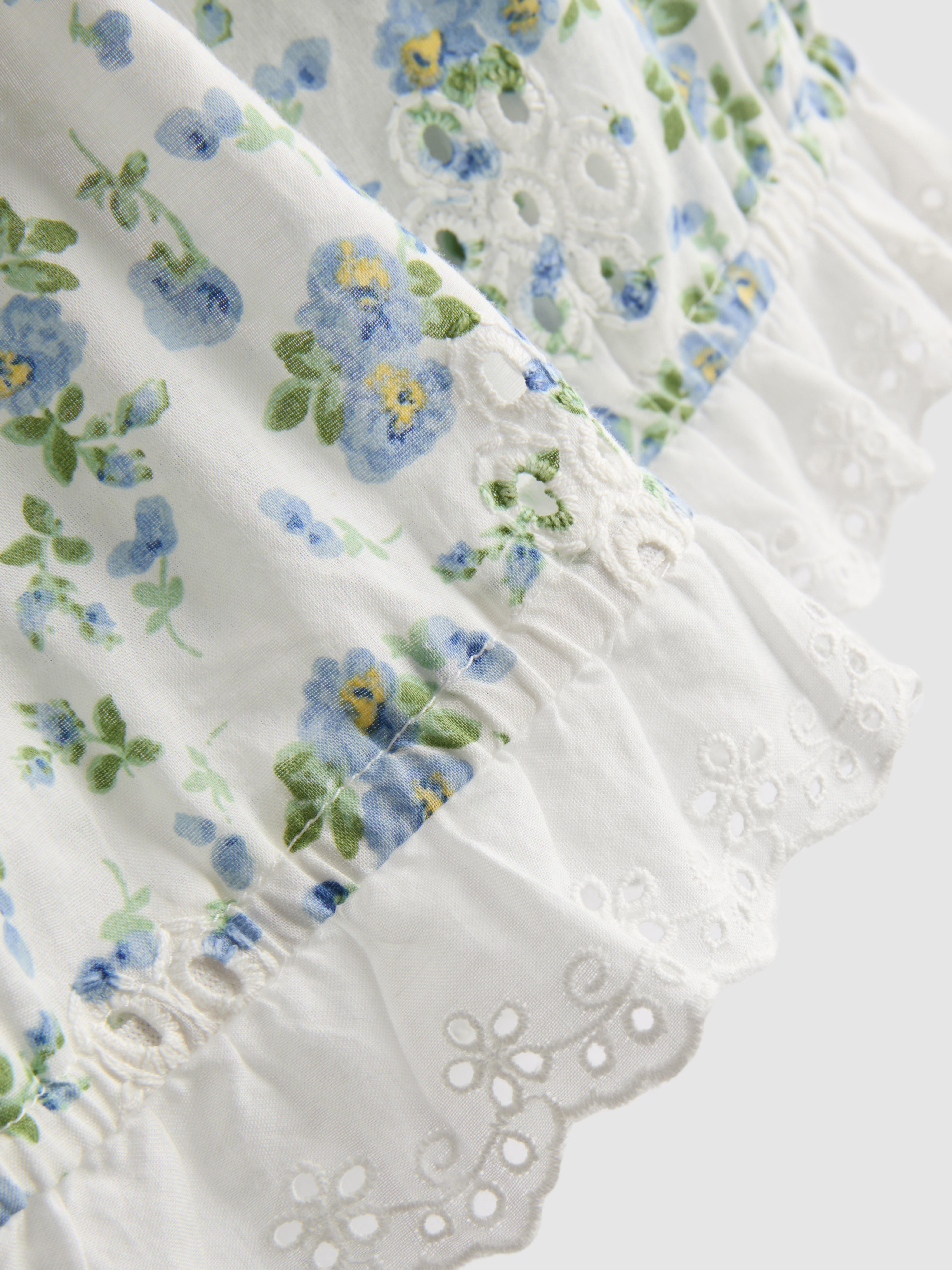 Printed Broderie Pajama Shorts