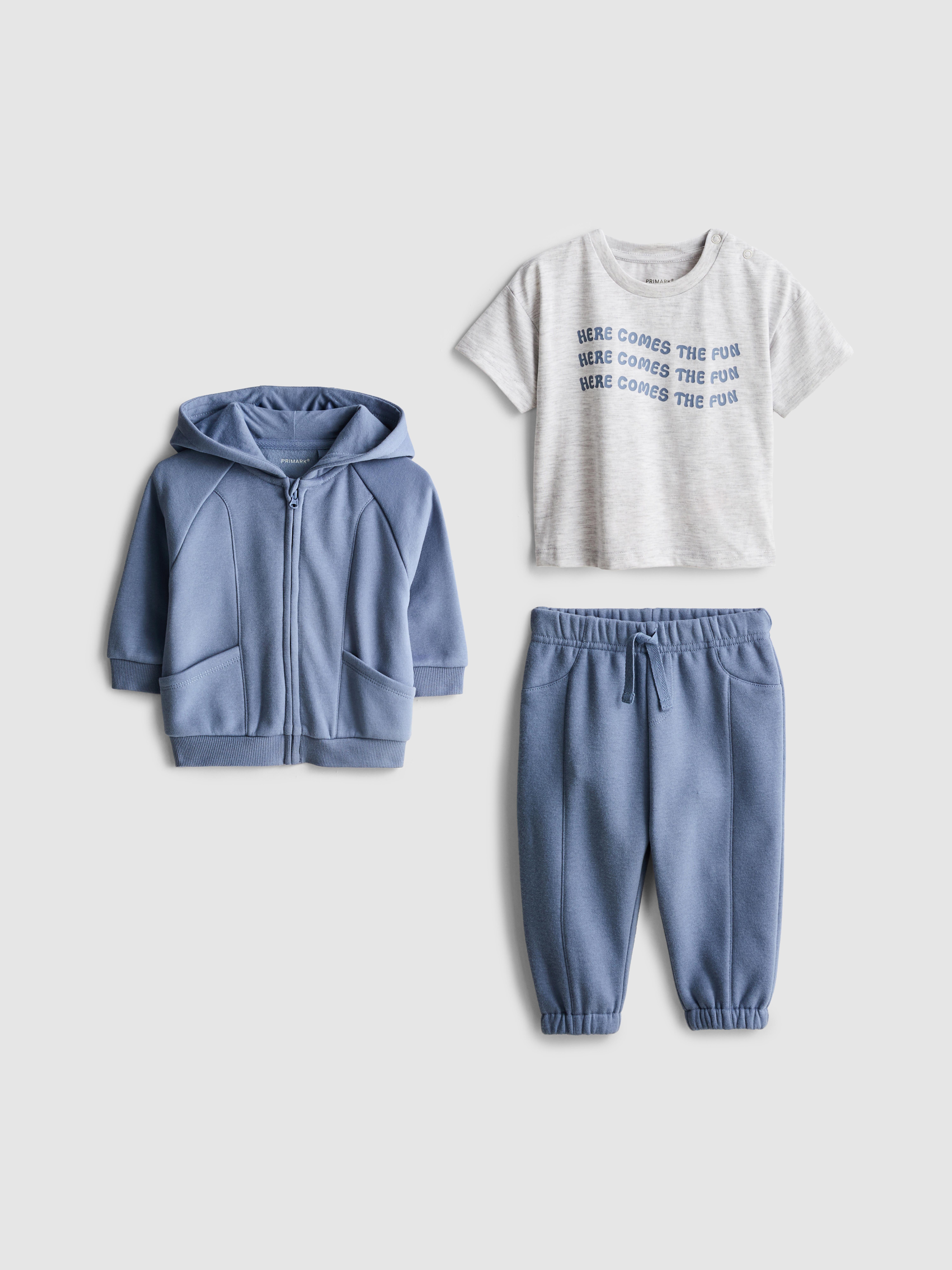 0-36mths | T-Shirt, Joggers and Zip-Up Hoodie Set