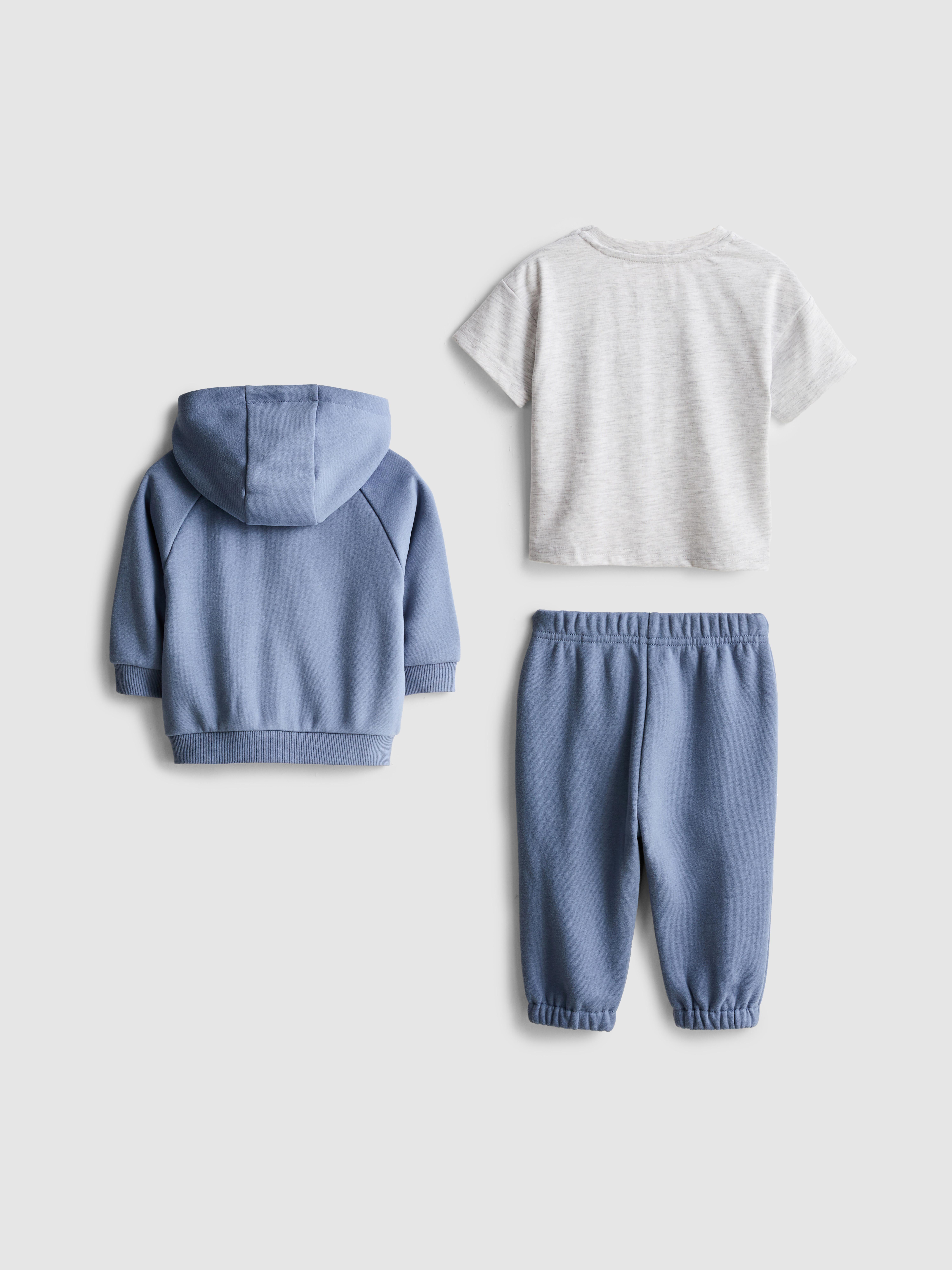 0-36mths | T-Shirt, Joggers and Zip-Up Hoodie Set
