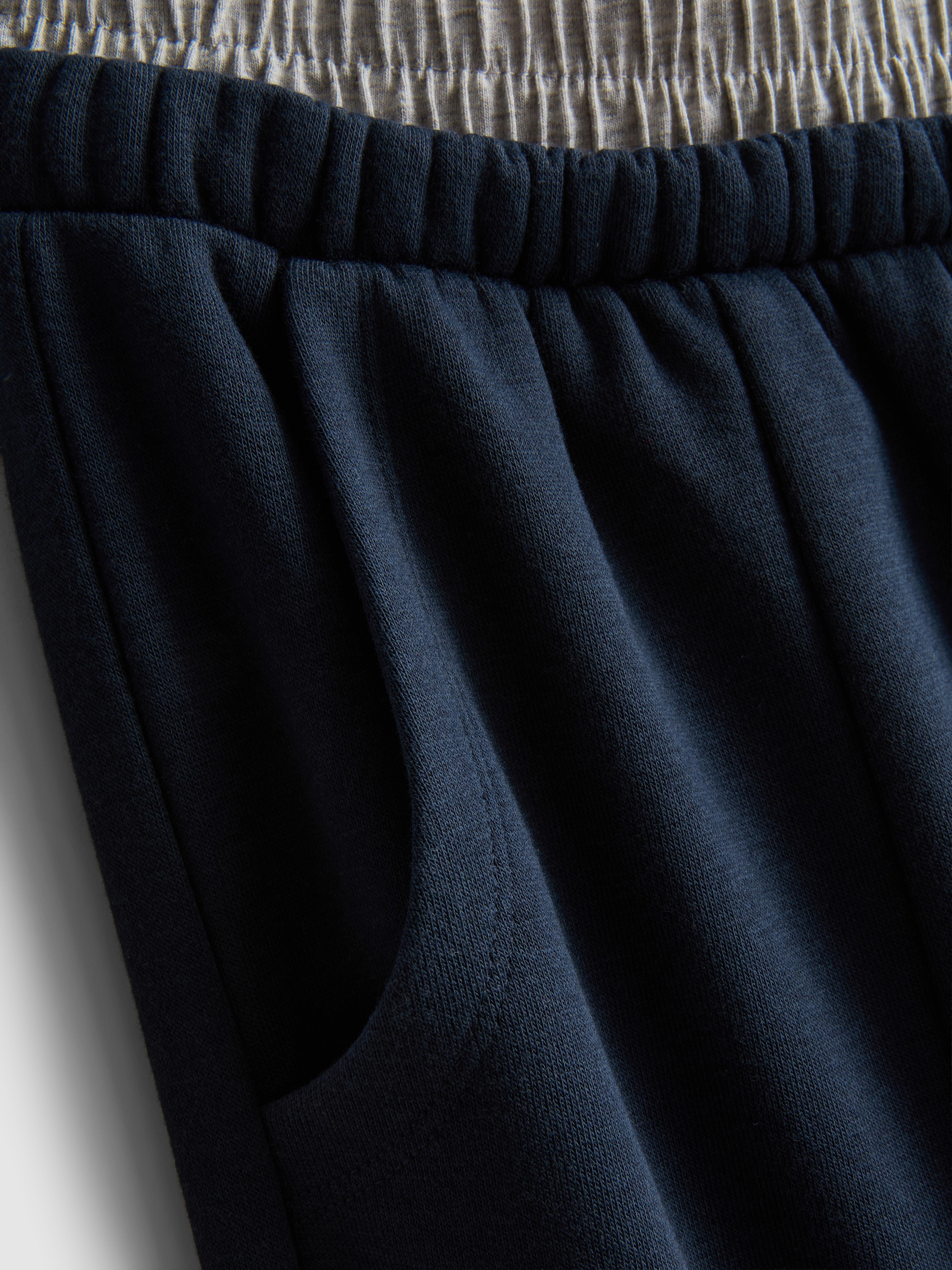 Women's Navy Double-Waistband Barrel-Leg Joggers