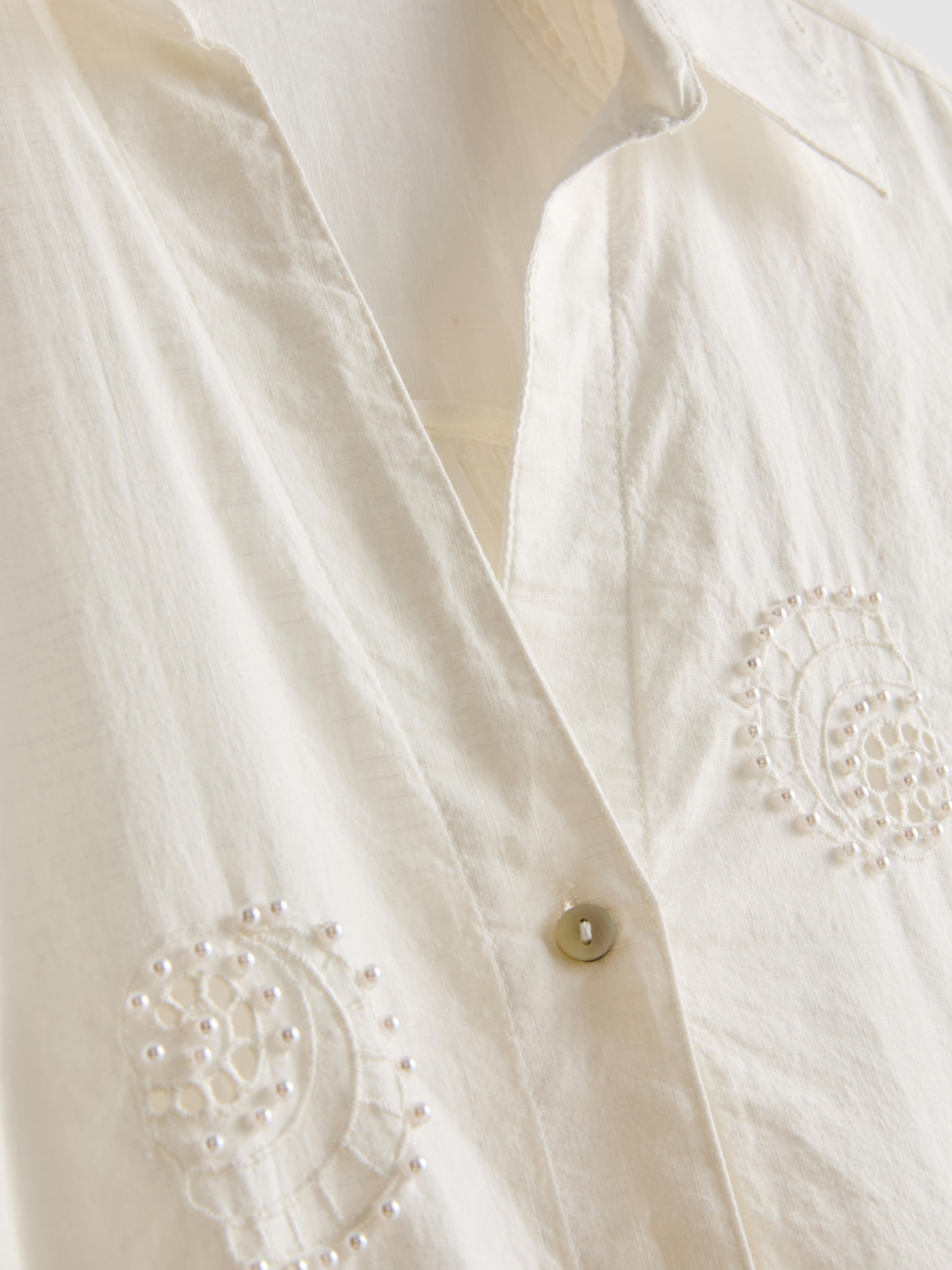 Cotton Pearl Detail Beach Shirt