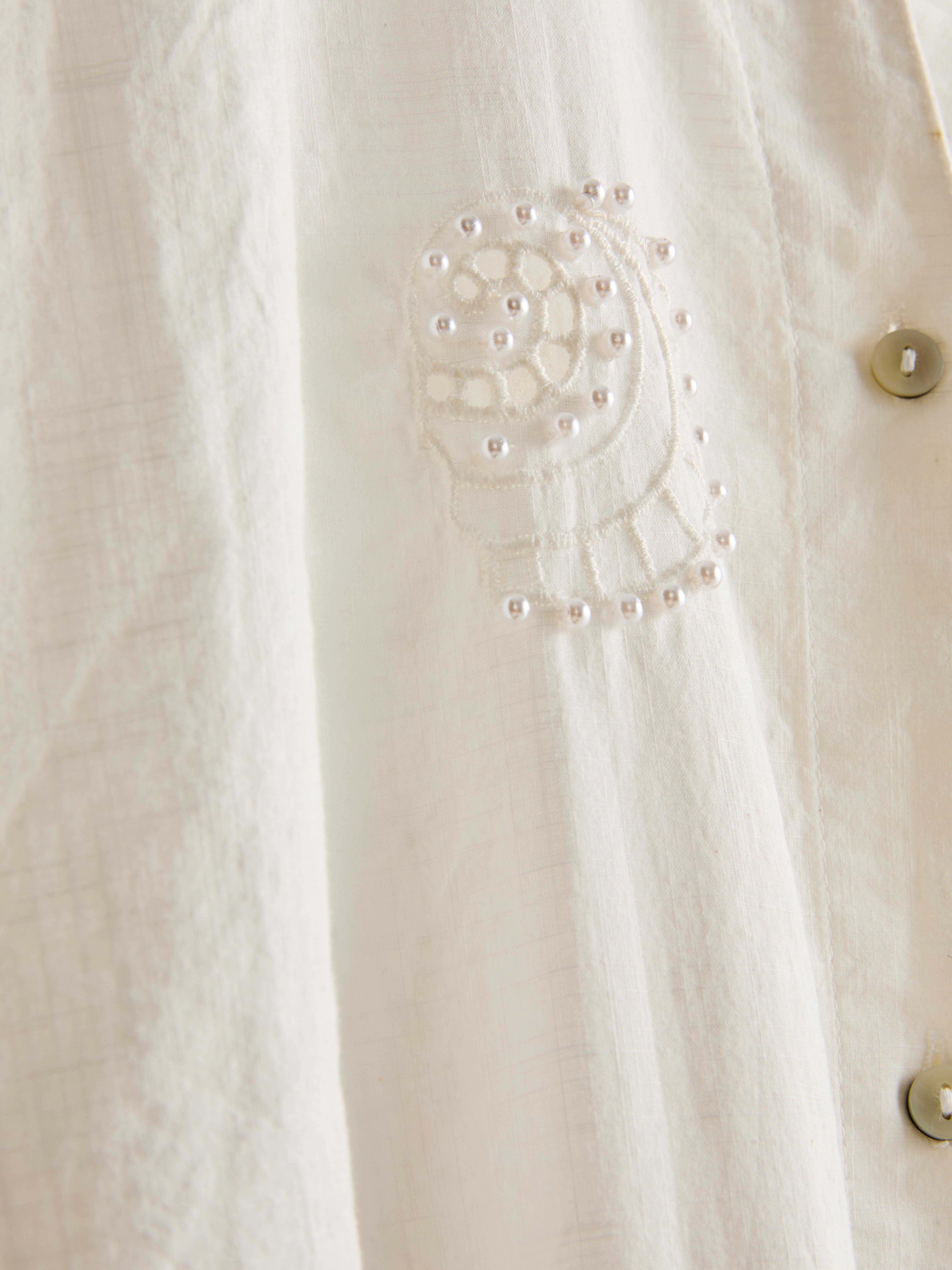 Cotton Pearl Detail Beach Shirt