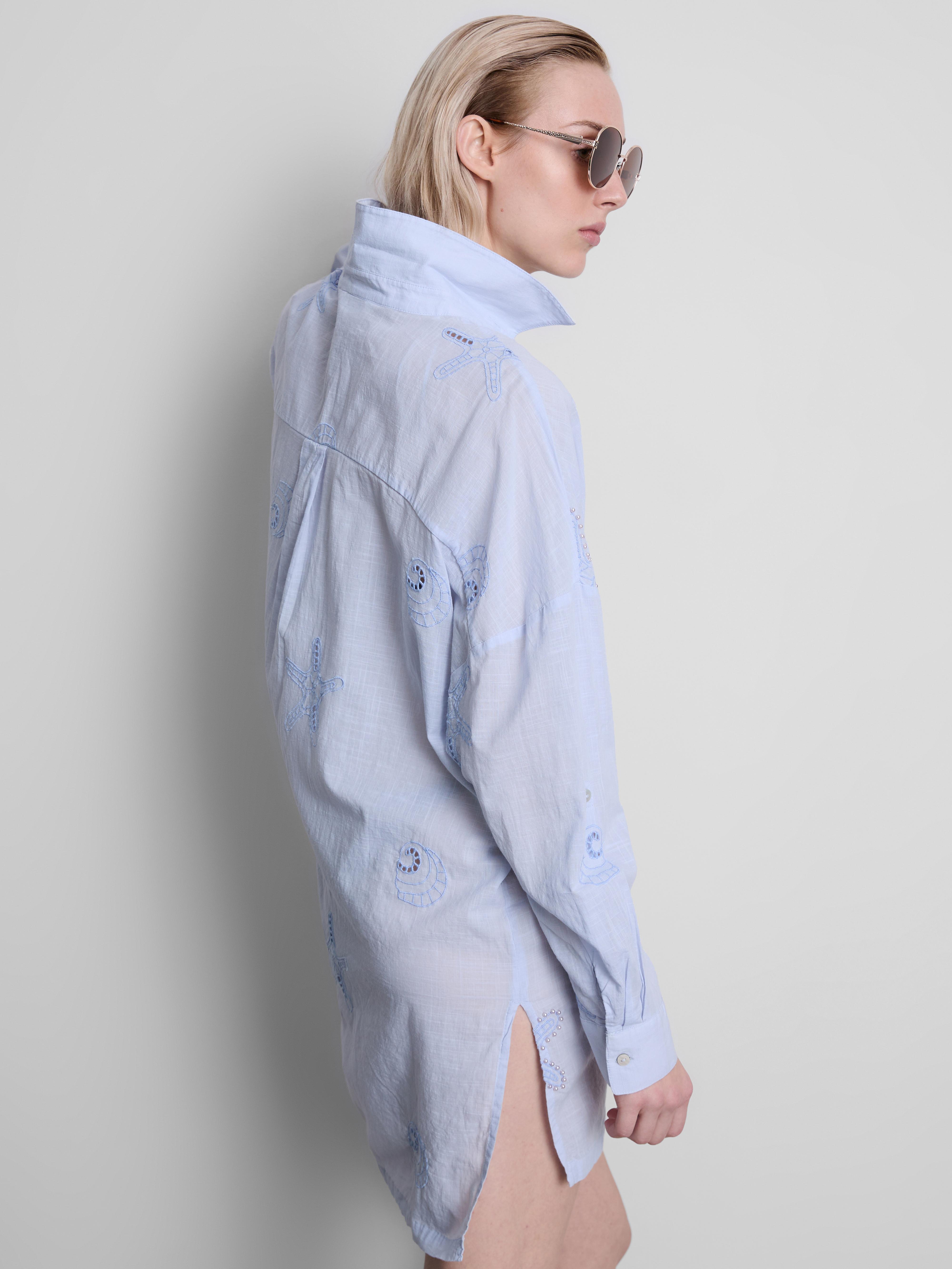 Cotton Pearl Detail Beach Shirt