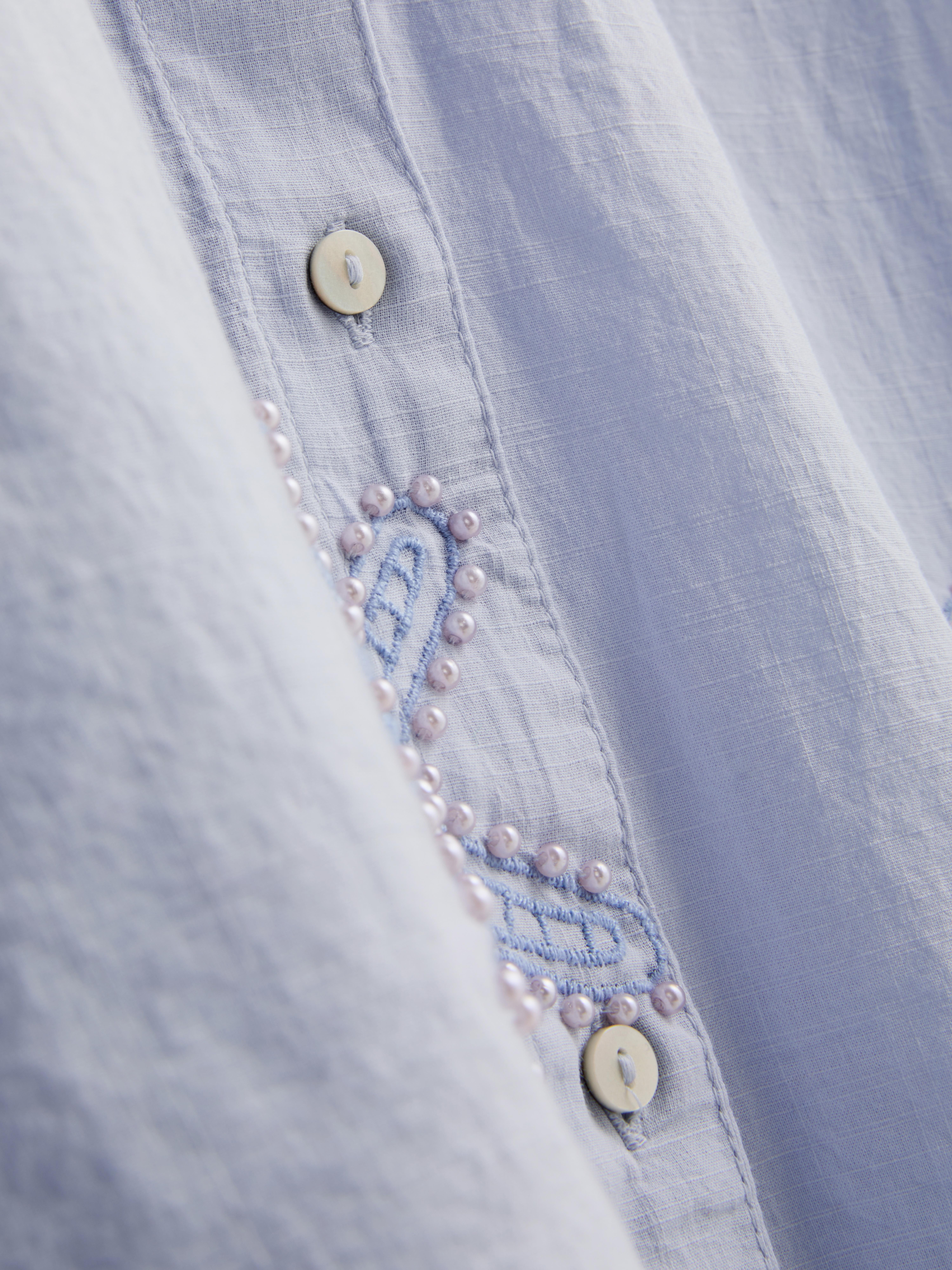 Cotton Pearl Detail Beach Shirt