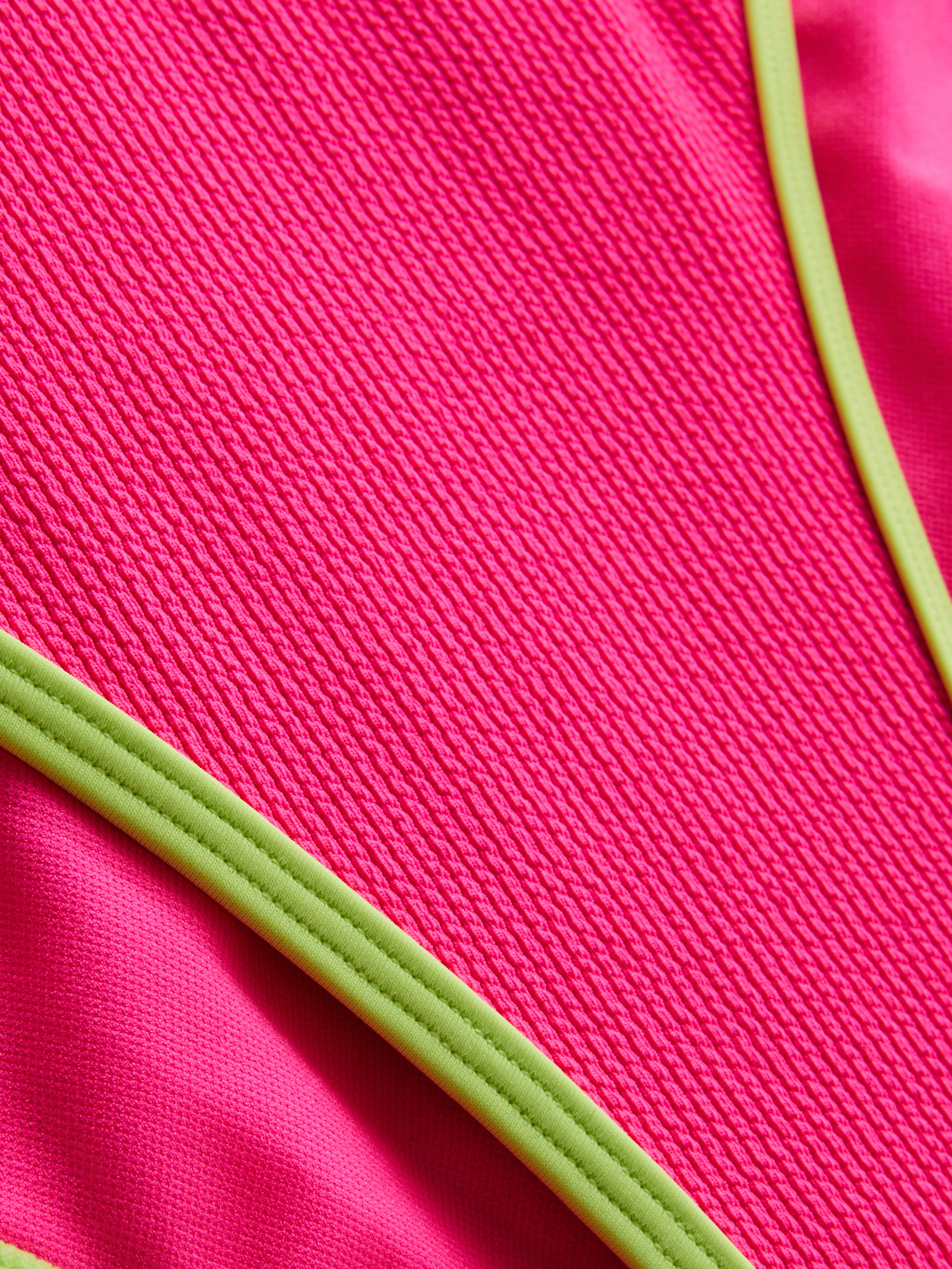 Crinkle Contrast Side Tie Bikini Bottoms