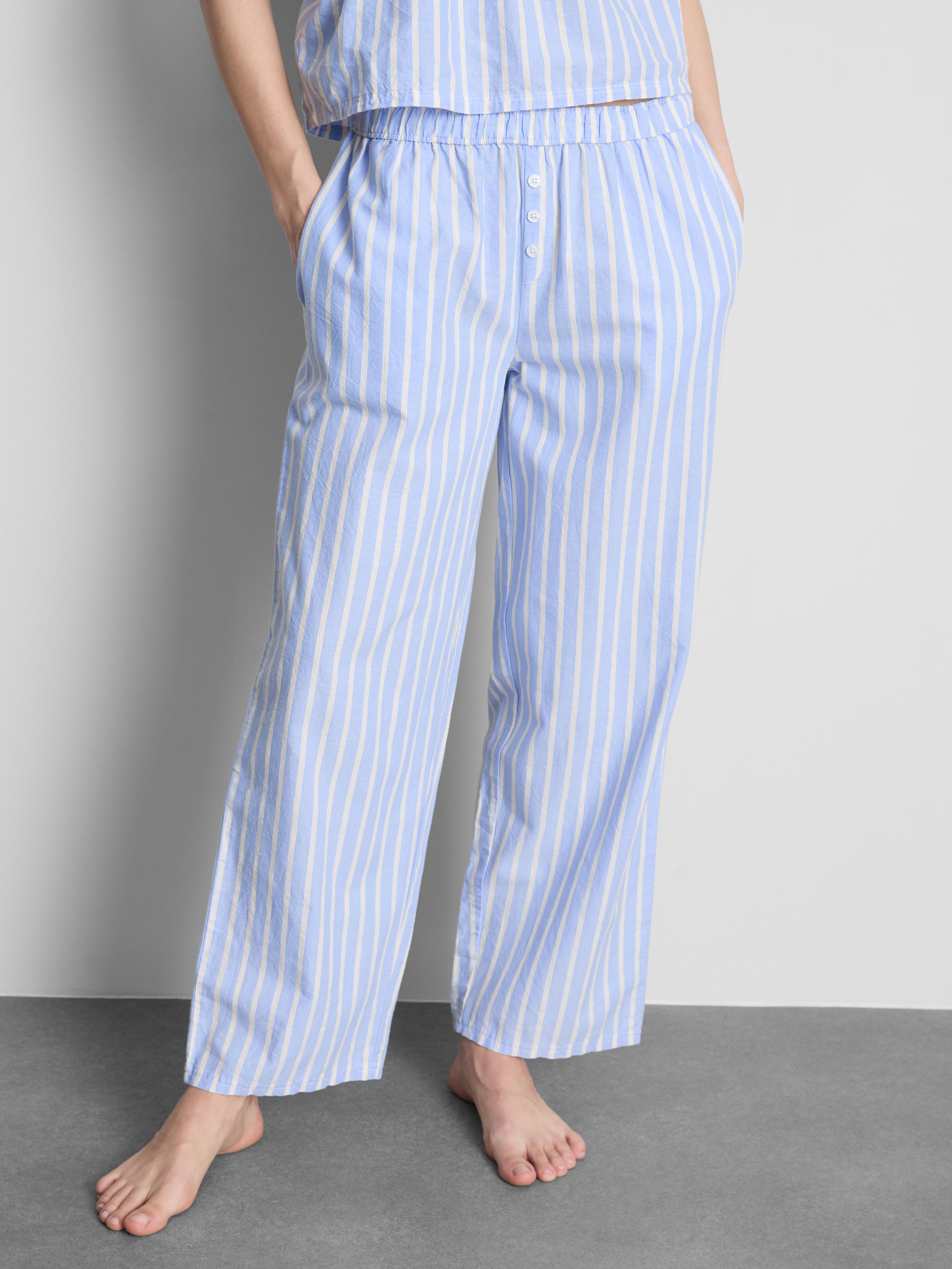 Cotton Striped Oxford Pyjama Bottoms