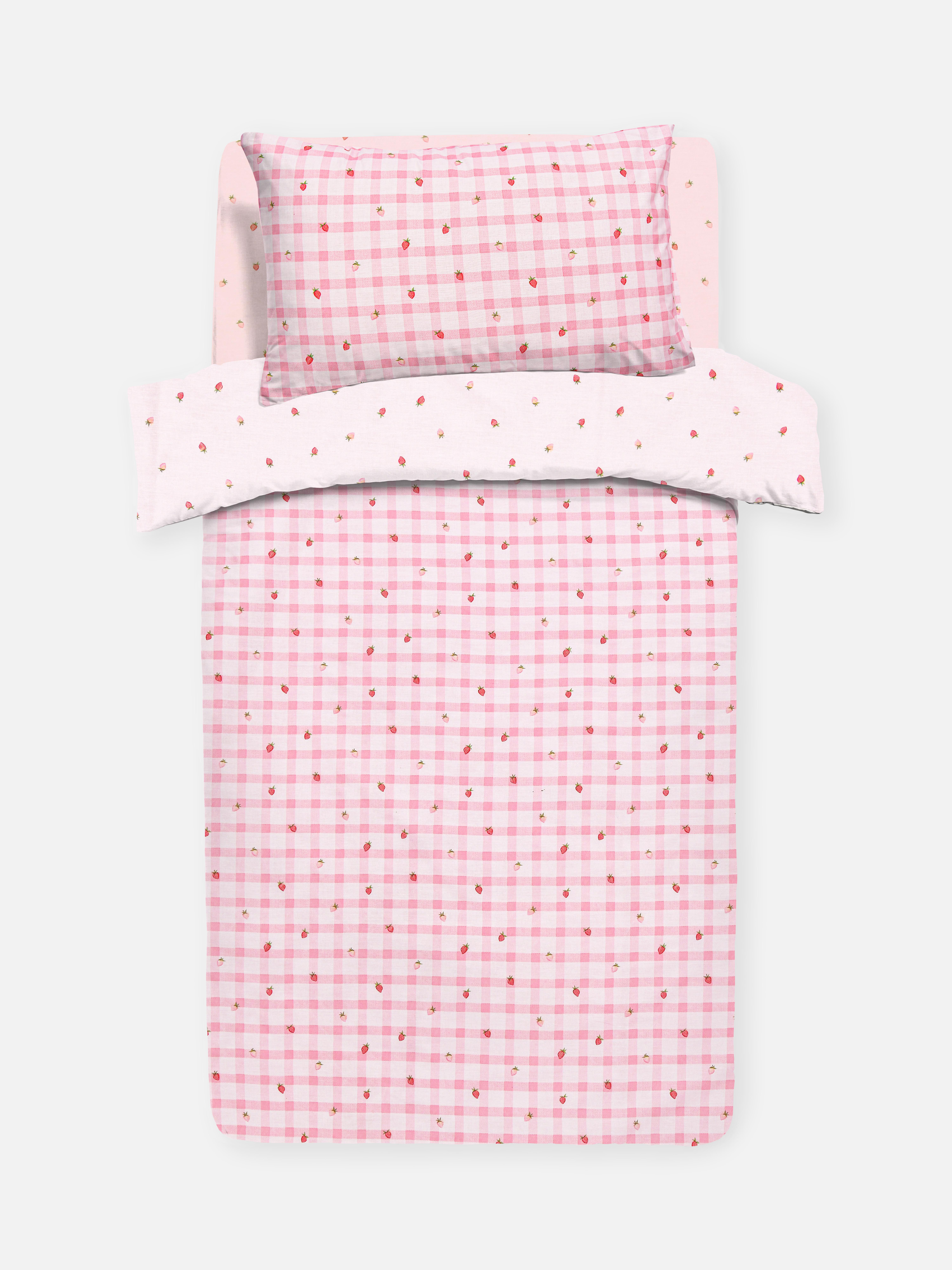 Gingham Strawberry Single Duvet Cover Set