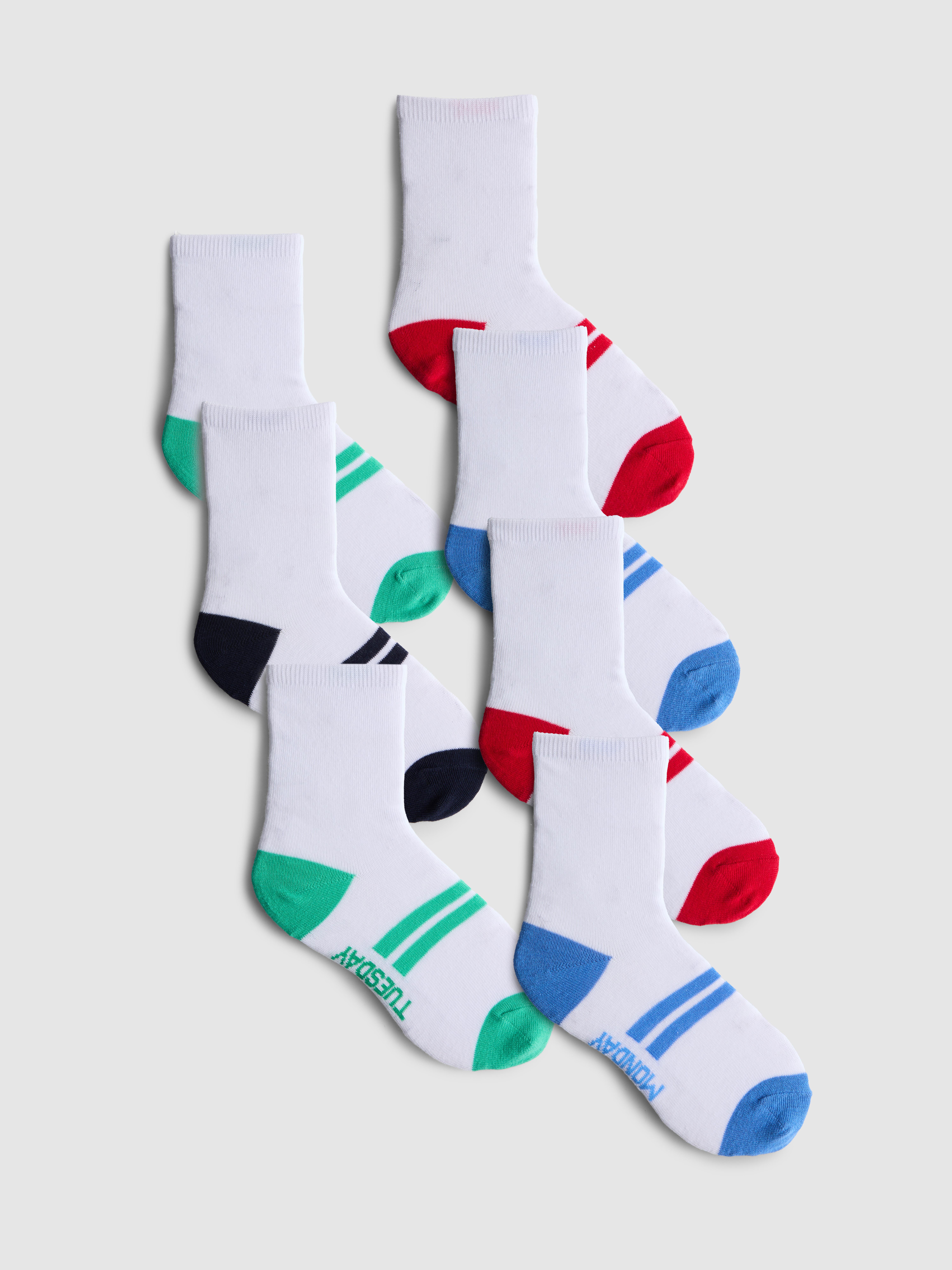 Boys White 7-Pack Days of the Week Ankle Socks
