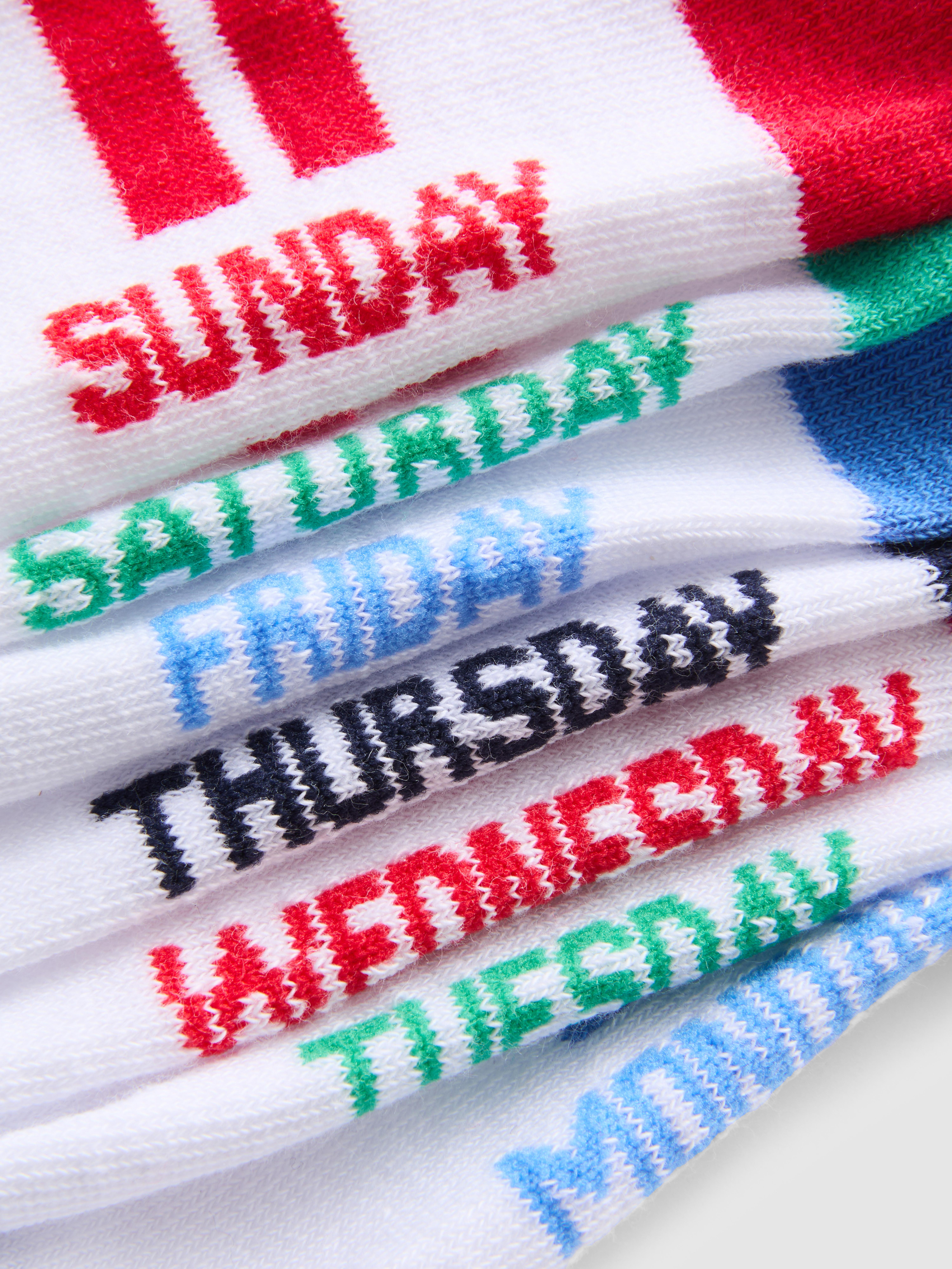 Boys White 7-Pack Days of the Week Ankle Socks