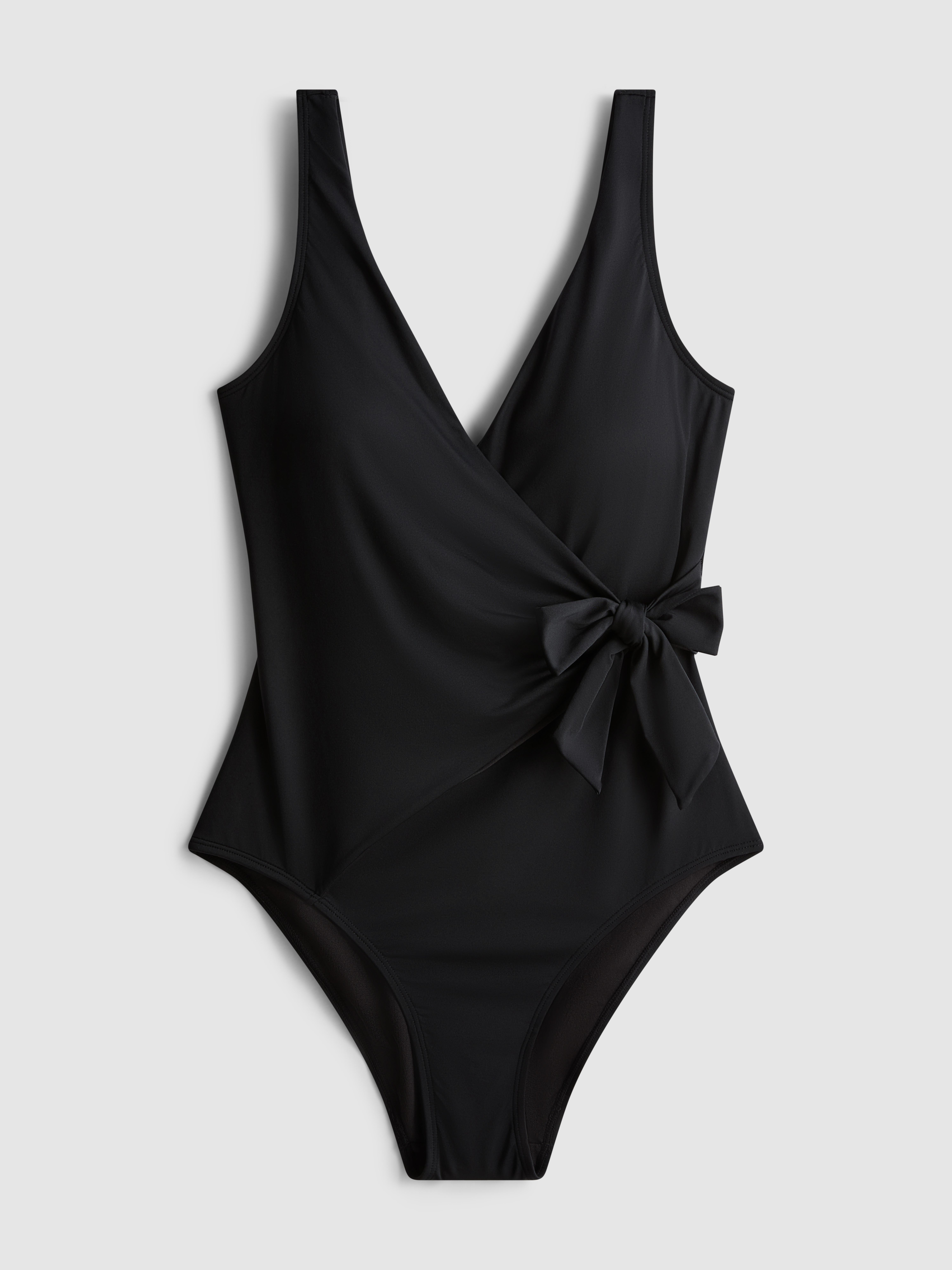 Women's Black Wrap Body-Control Swimsuit
