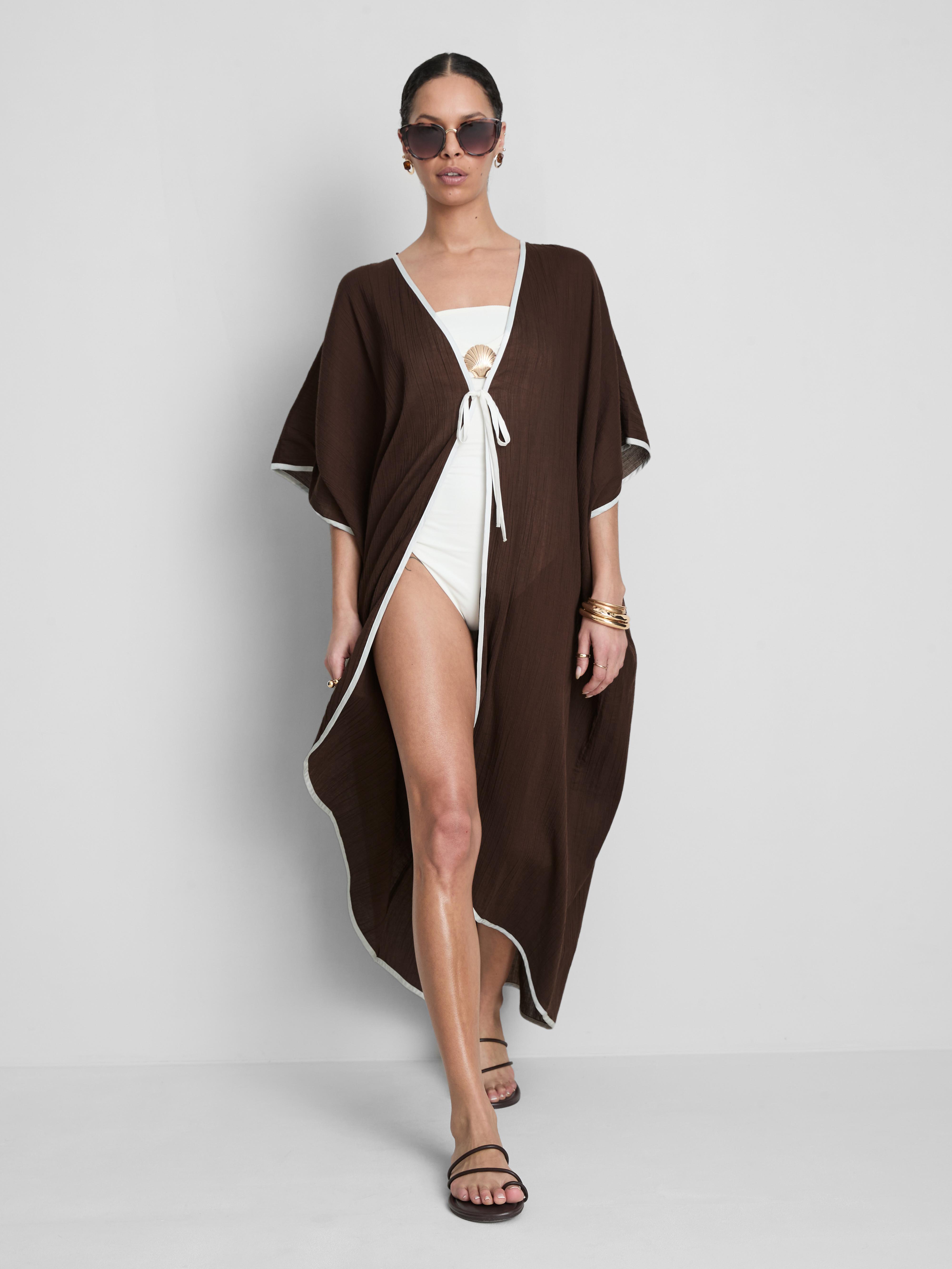 Sheer Contrast Beach Cover-Up