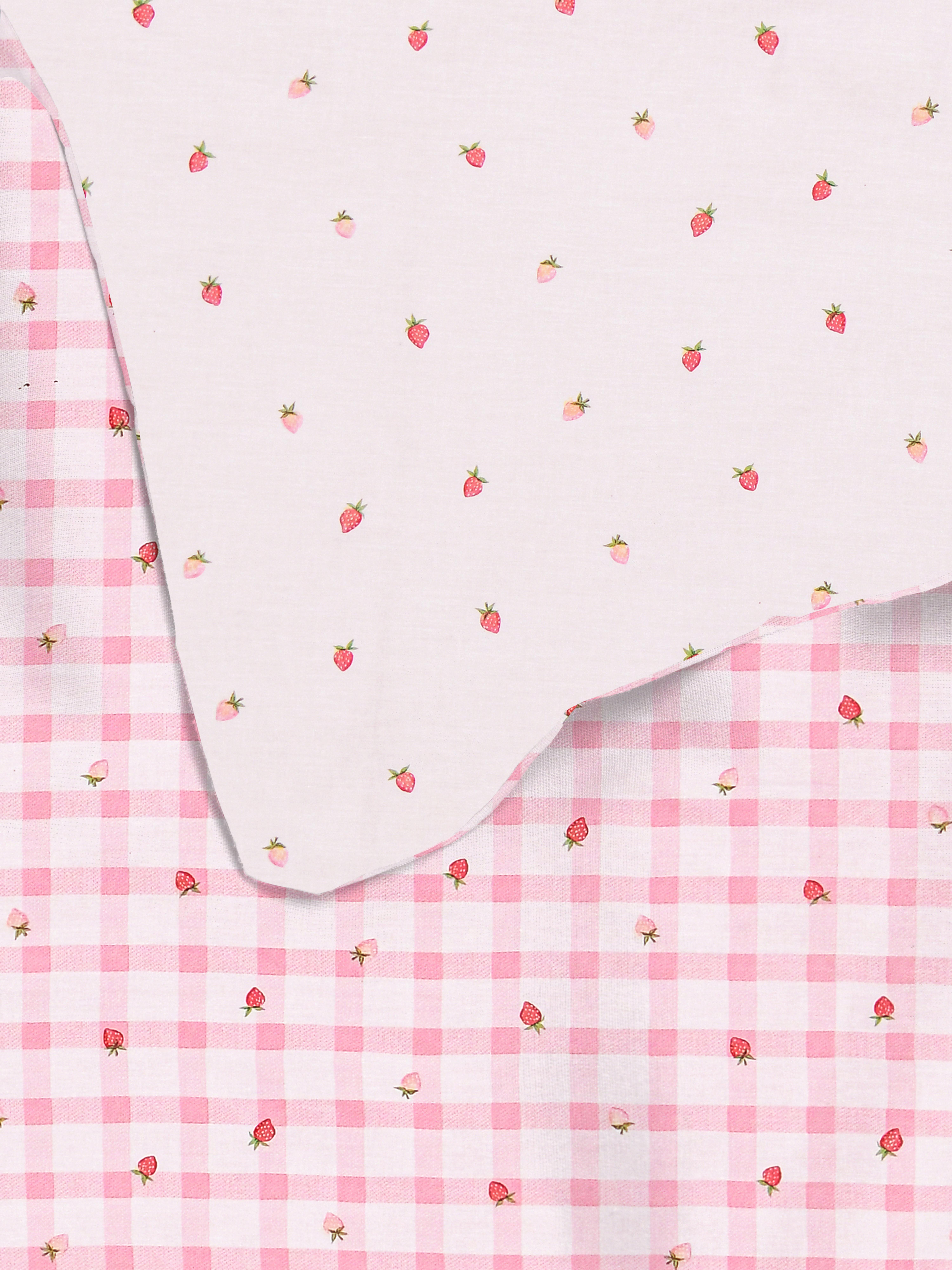 Conjunto roupa cama casal guingão morango