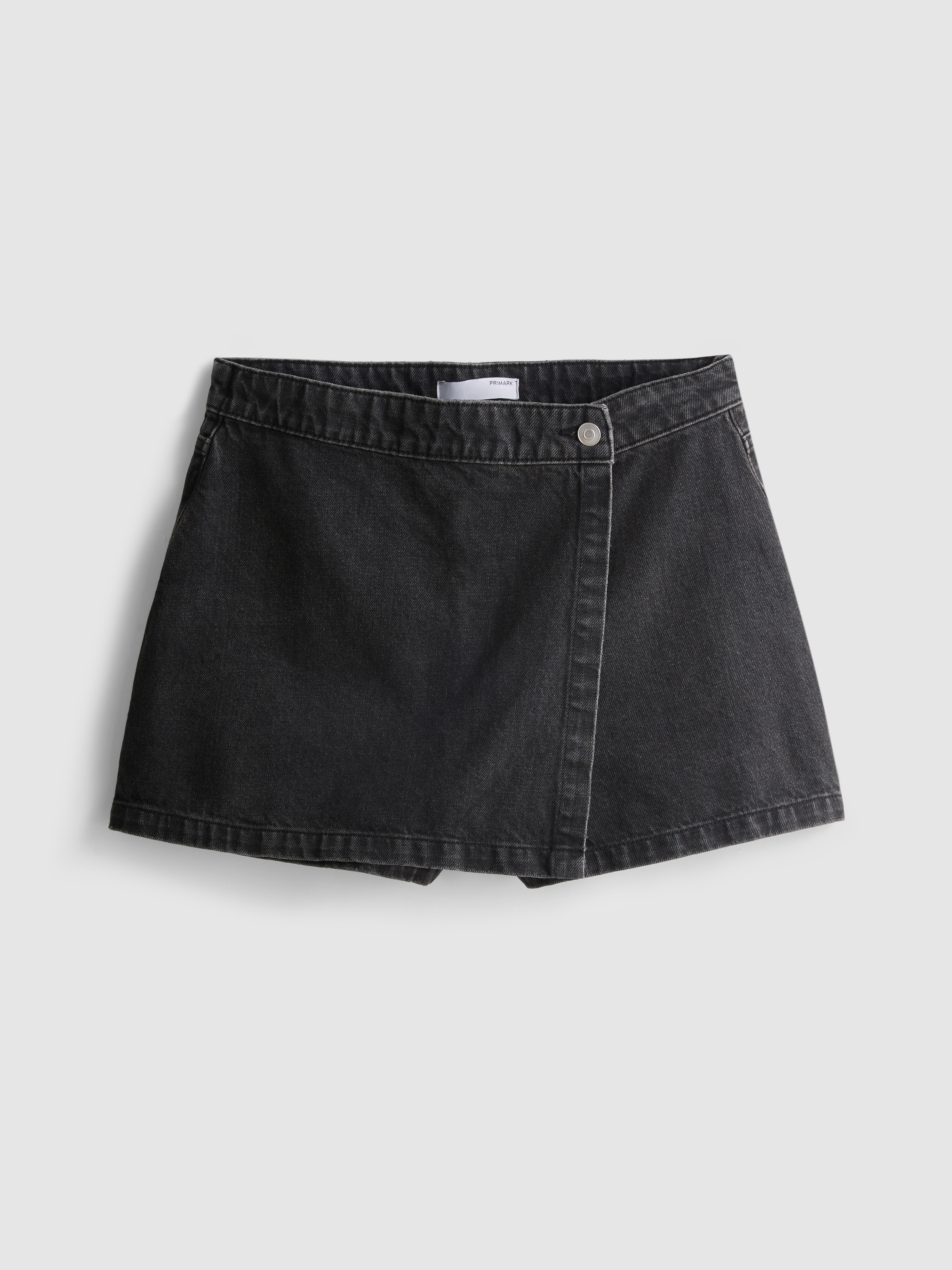 Cotton Denim High Waisted Skort