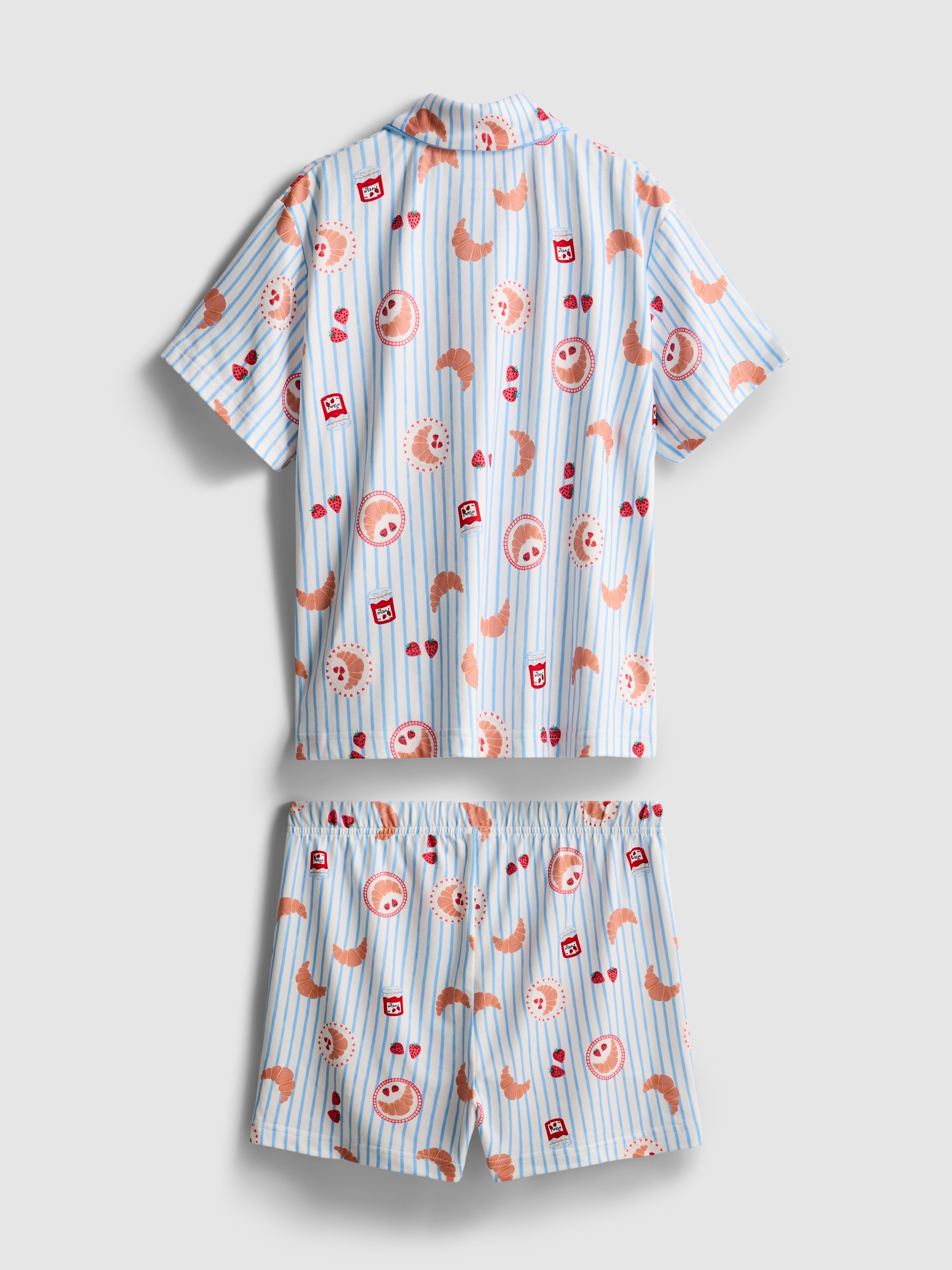 7–15 ans | Pyjama chemise et short à motif petit-déjeuner