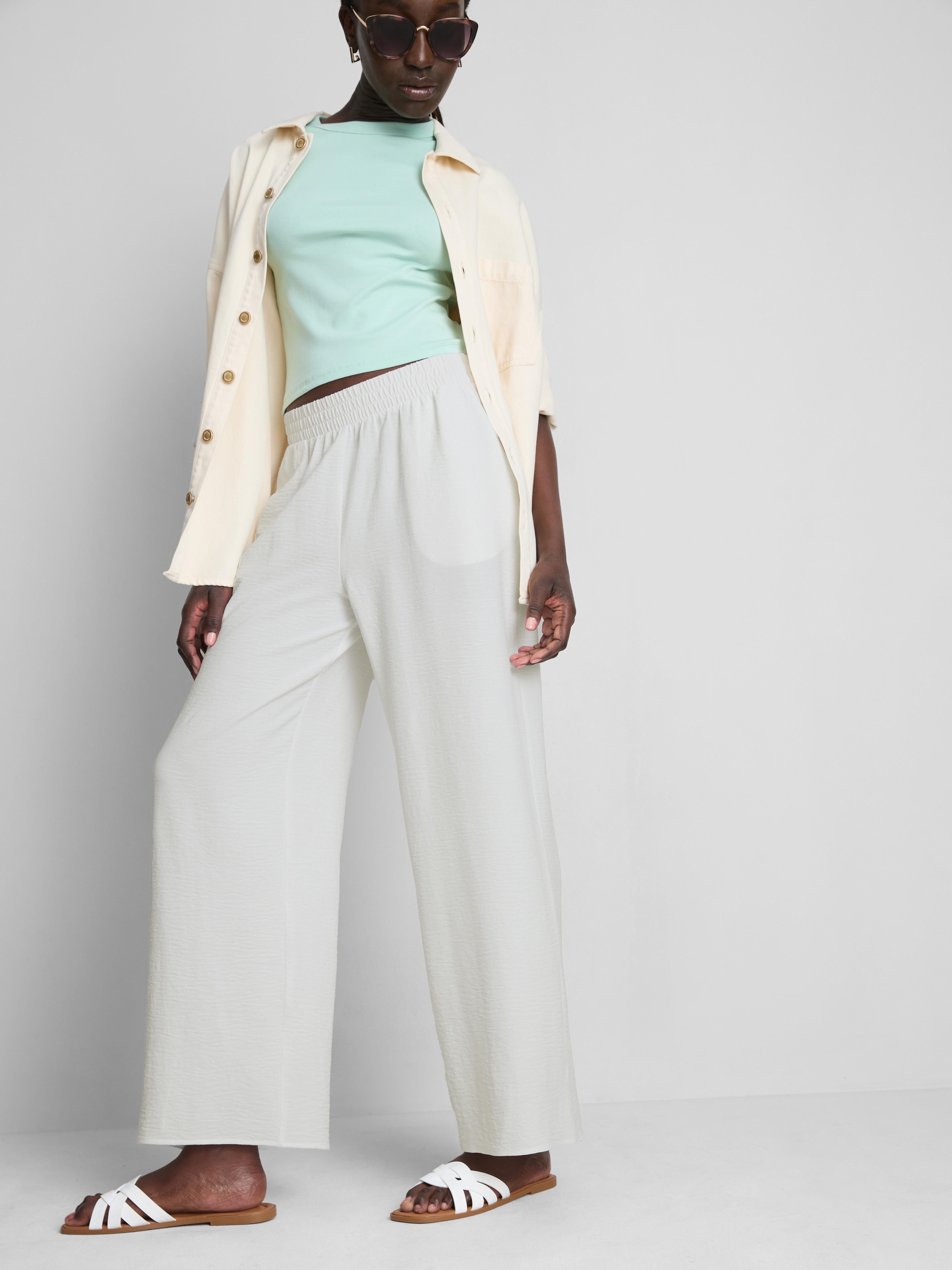 Pantalones de pernera ancha con cintura elástica