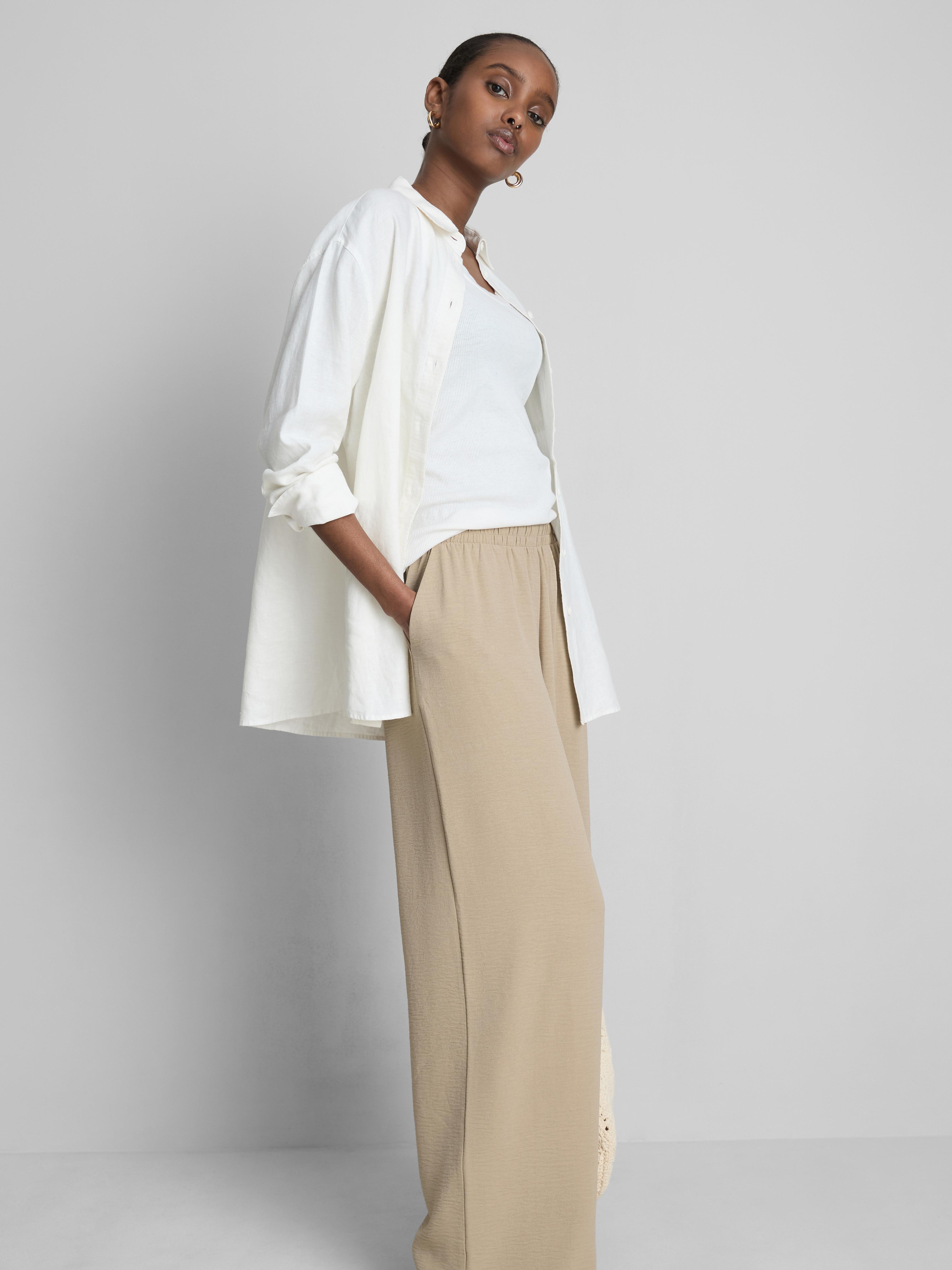 Elastic Waist Wide-Leg Pants