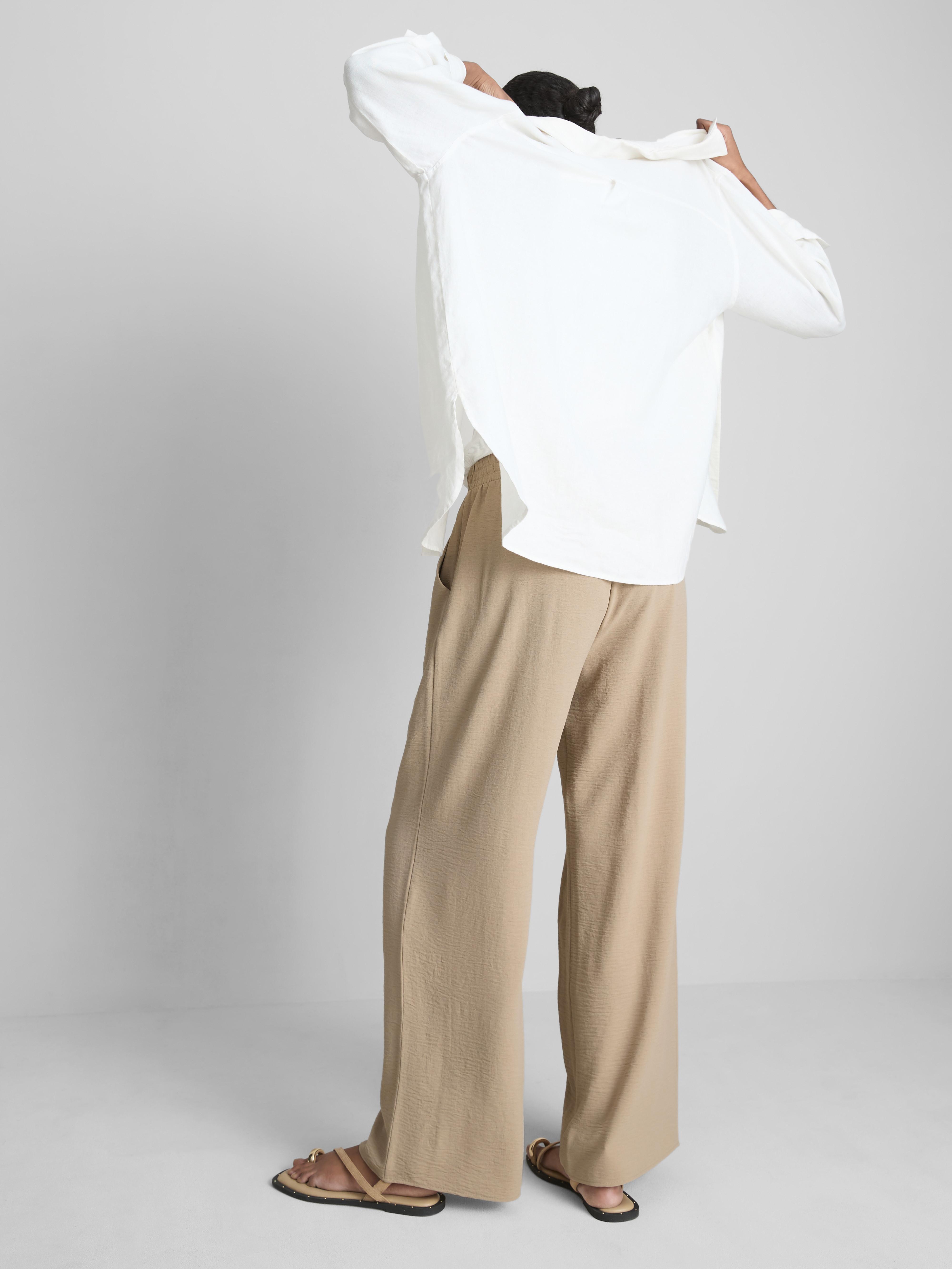 Elastic Waist Wide-Leg Pants
