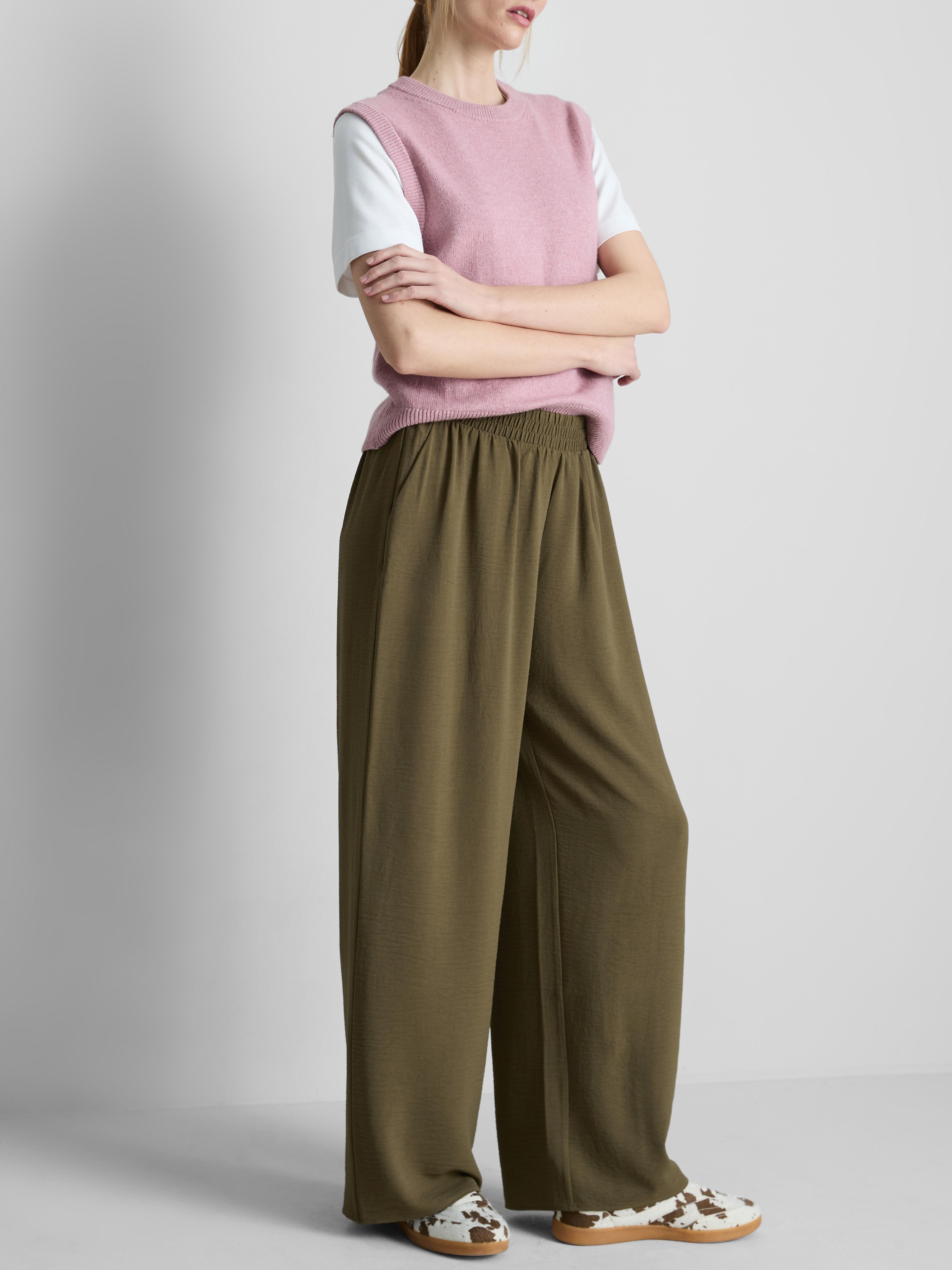 Pantalones de pernera ancha con cintura elástica