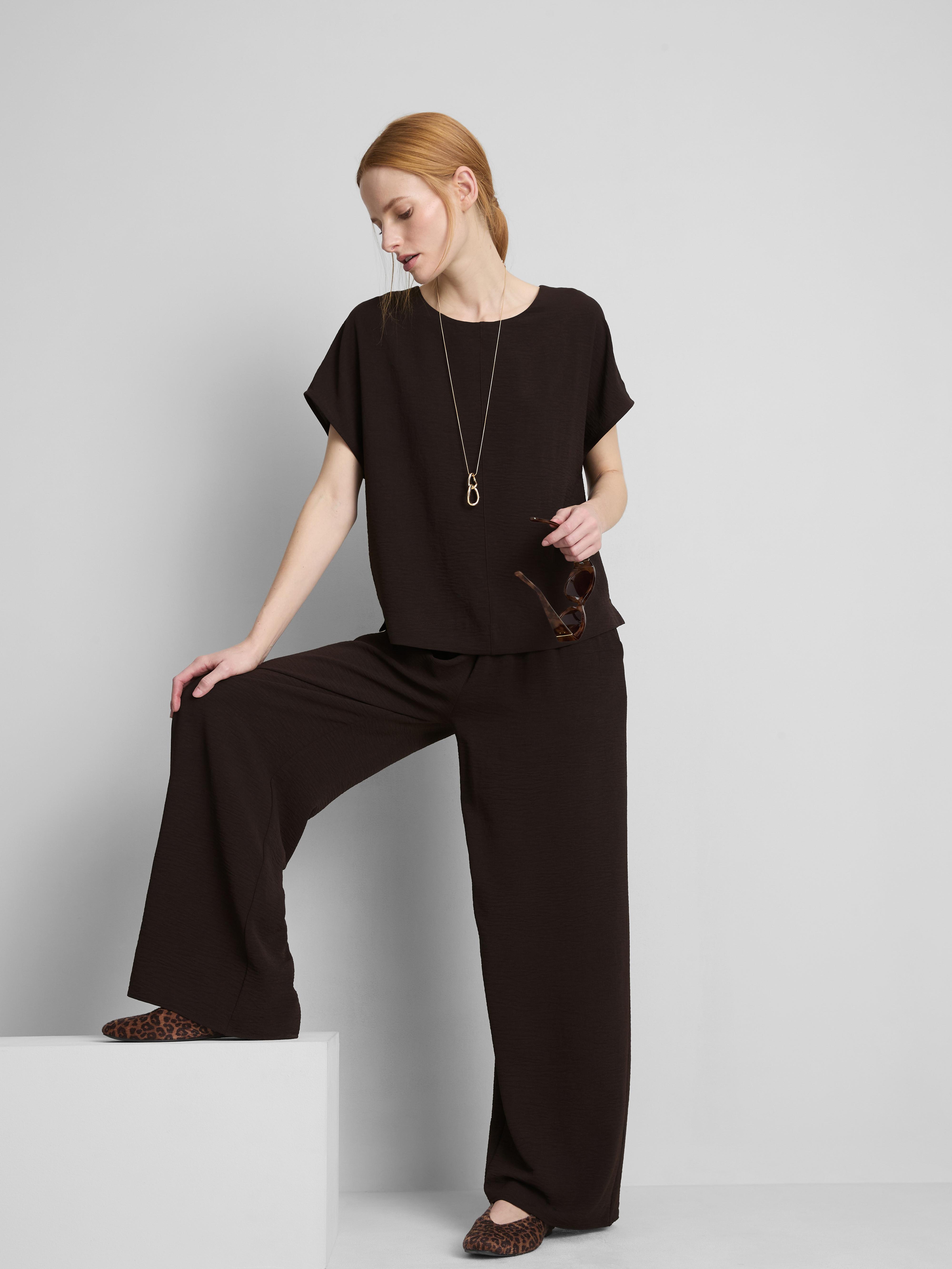 Elasticated Waist Wide Leg Trousers