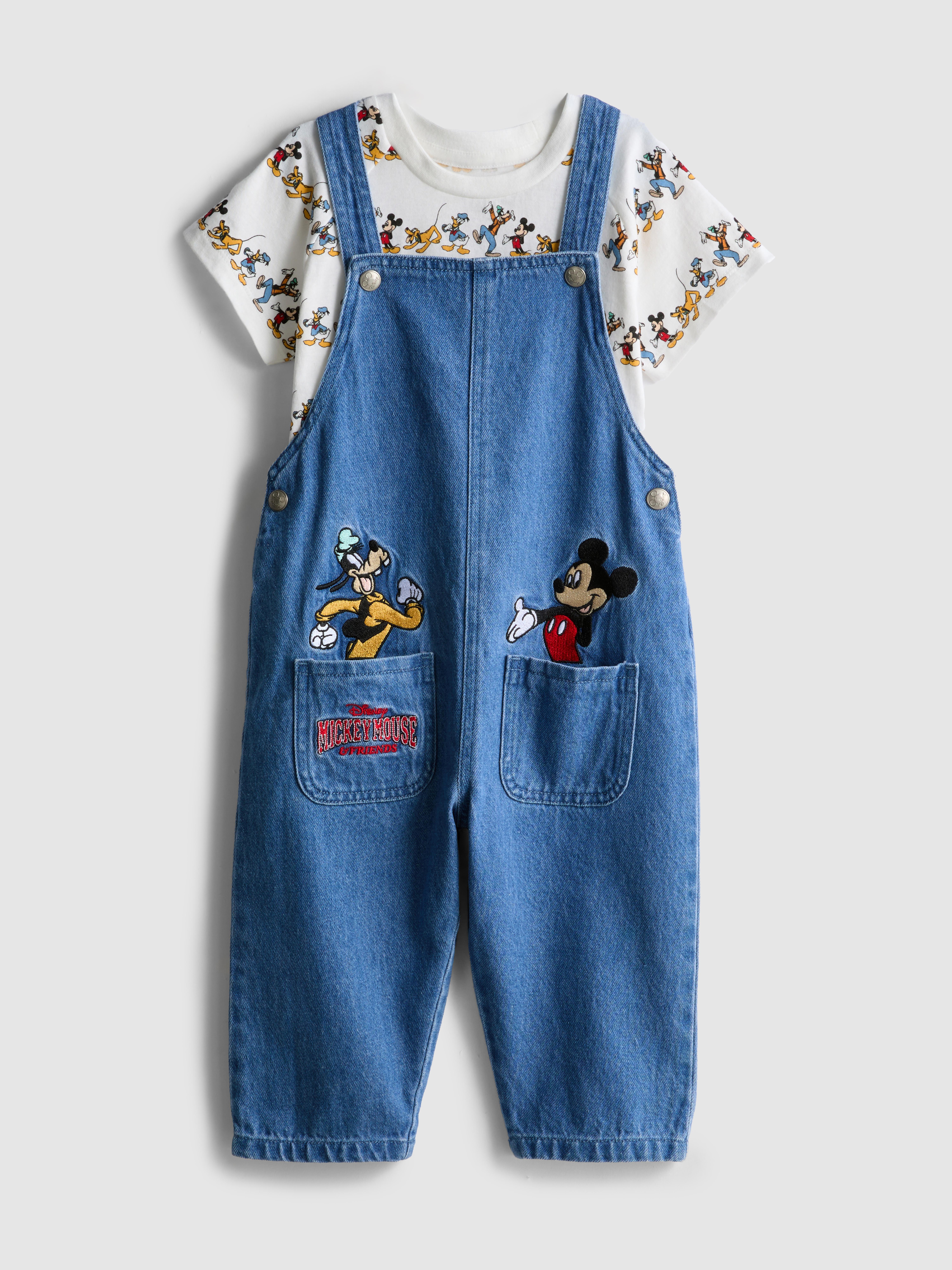 0-36mths | Disney’s Mickey Mouse and Friends T-Shirt and Overalls Set