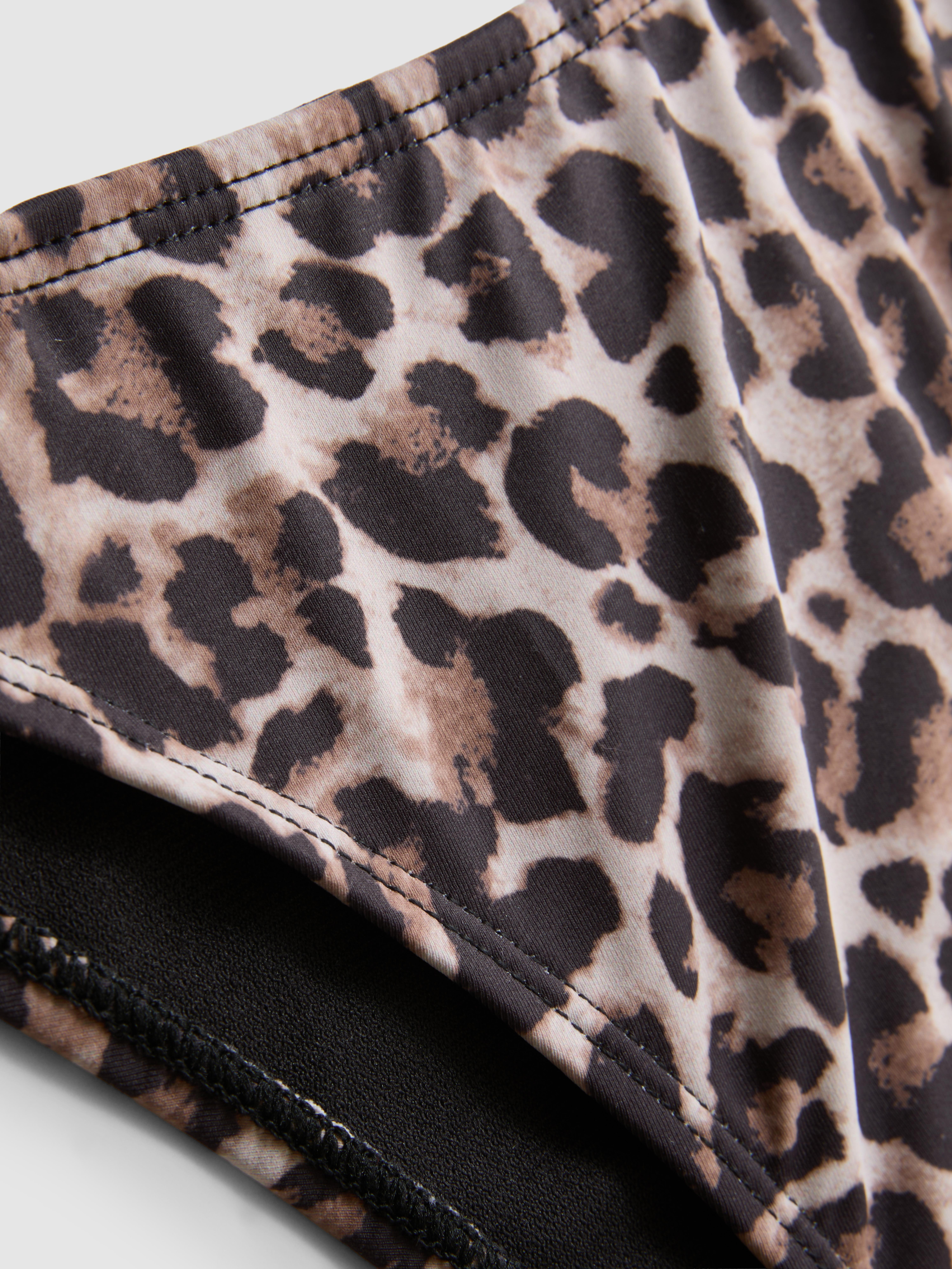 Women's Brown Printed Side-Tie Bikini Bottoms