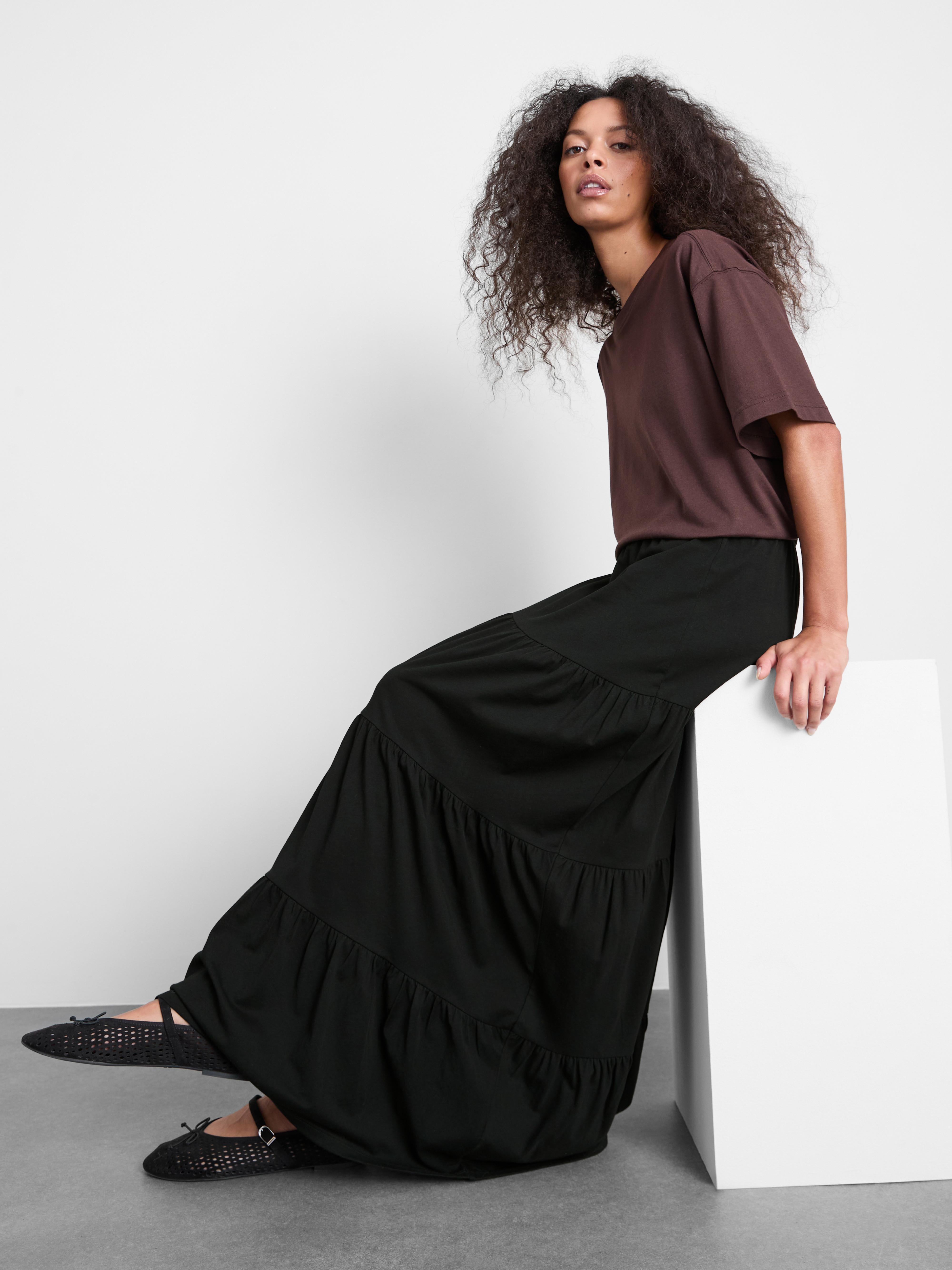 Jupe longue style hippie en coton à superpositions