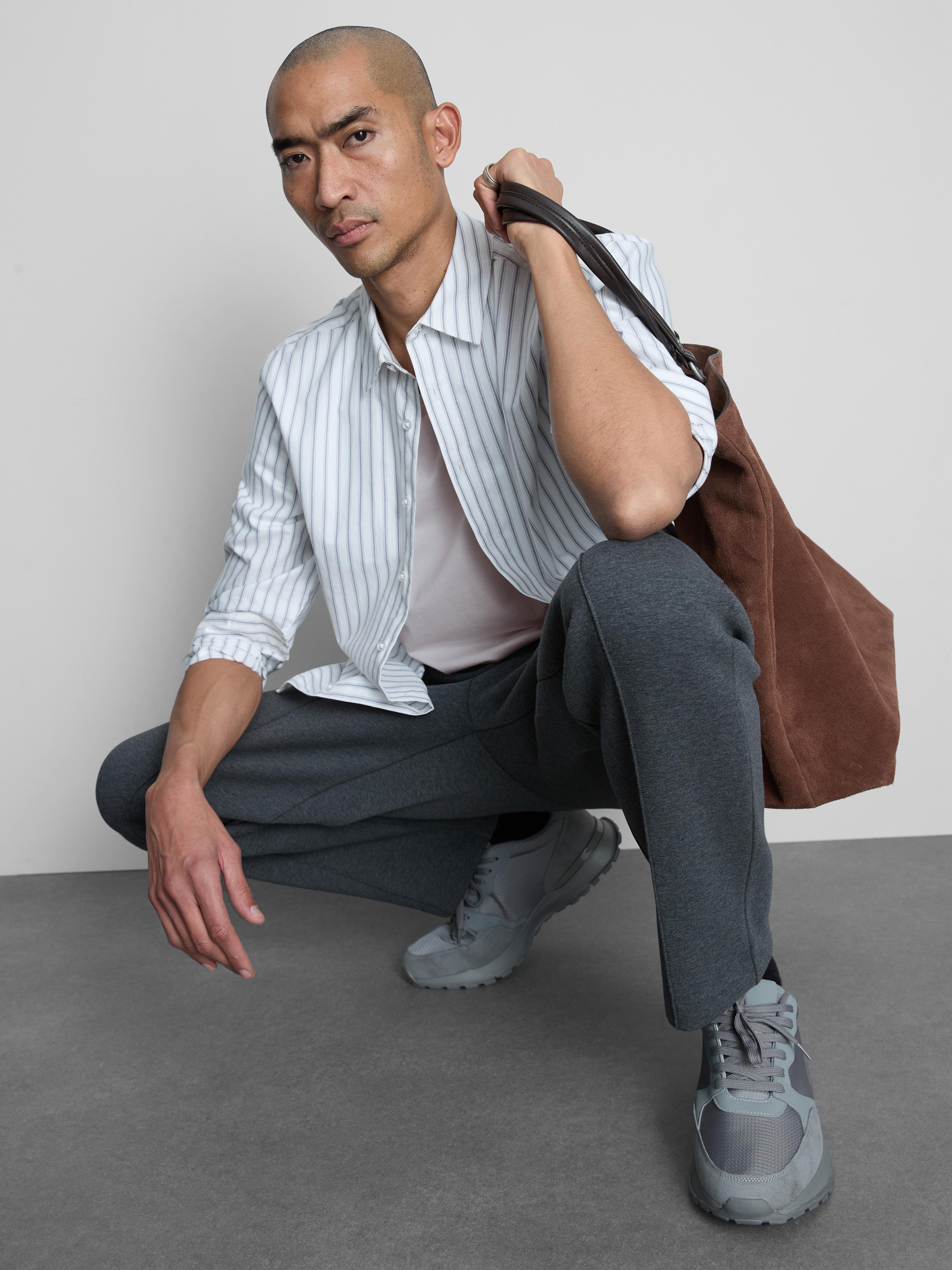 Men's White Slim-Fit V-Neck T-Shirt