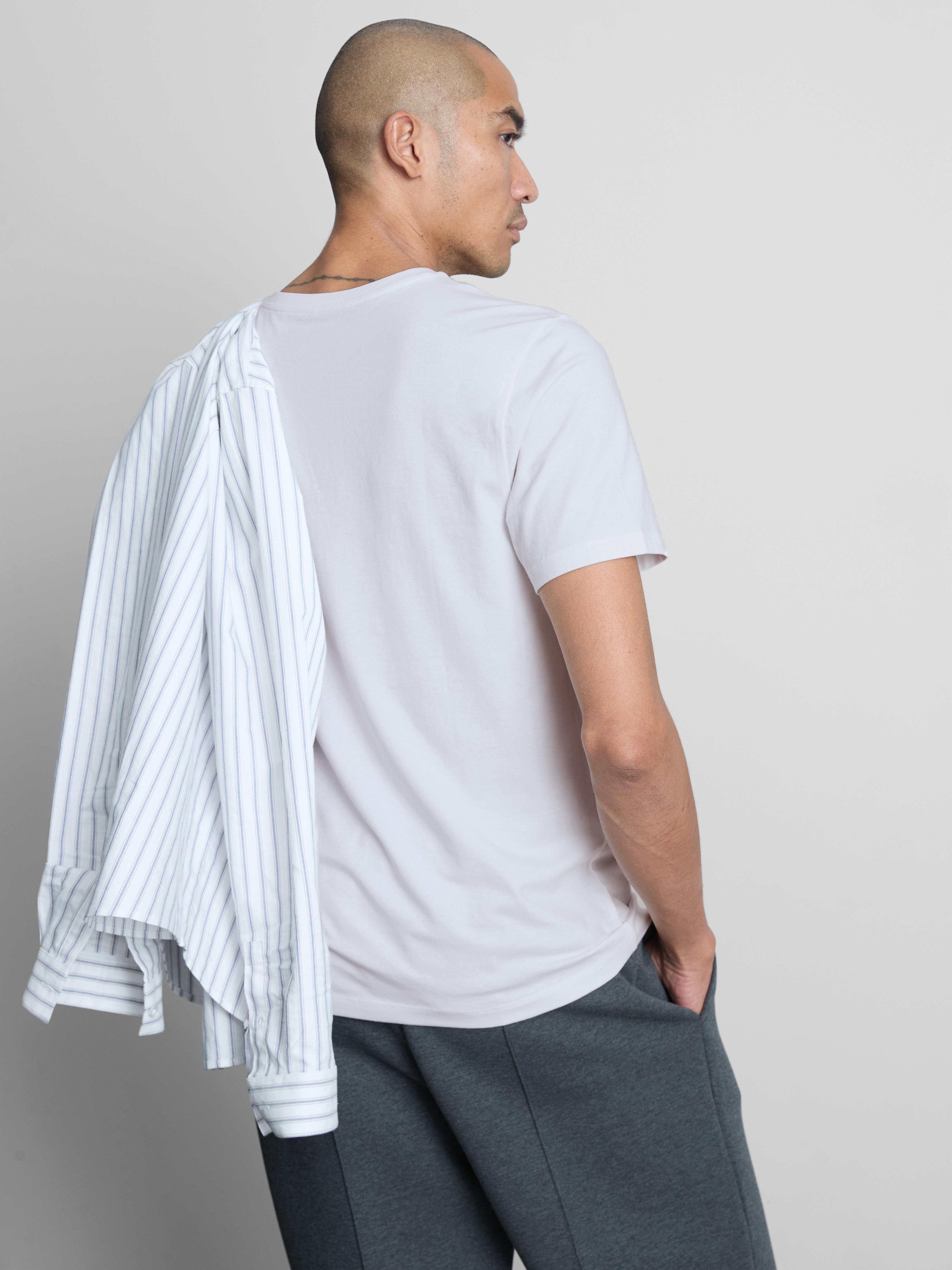 Men's White Slim-Fit V-Neck T-Shirt