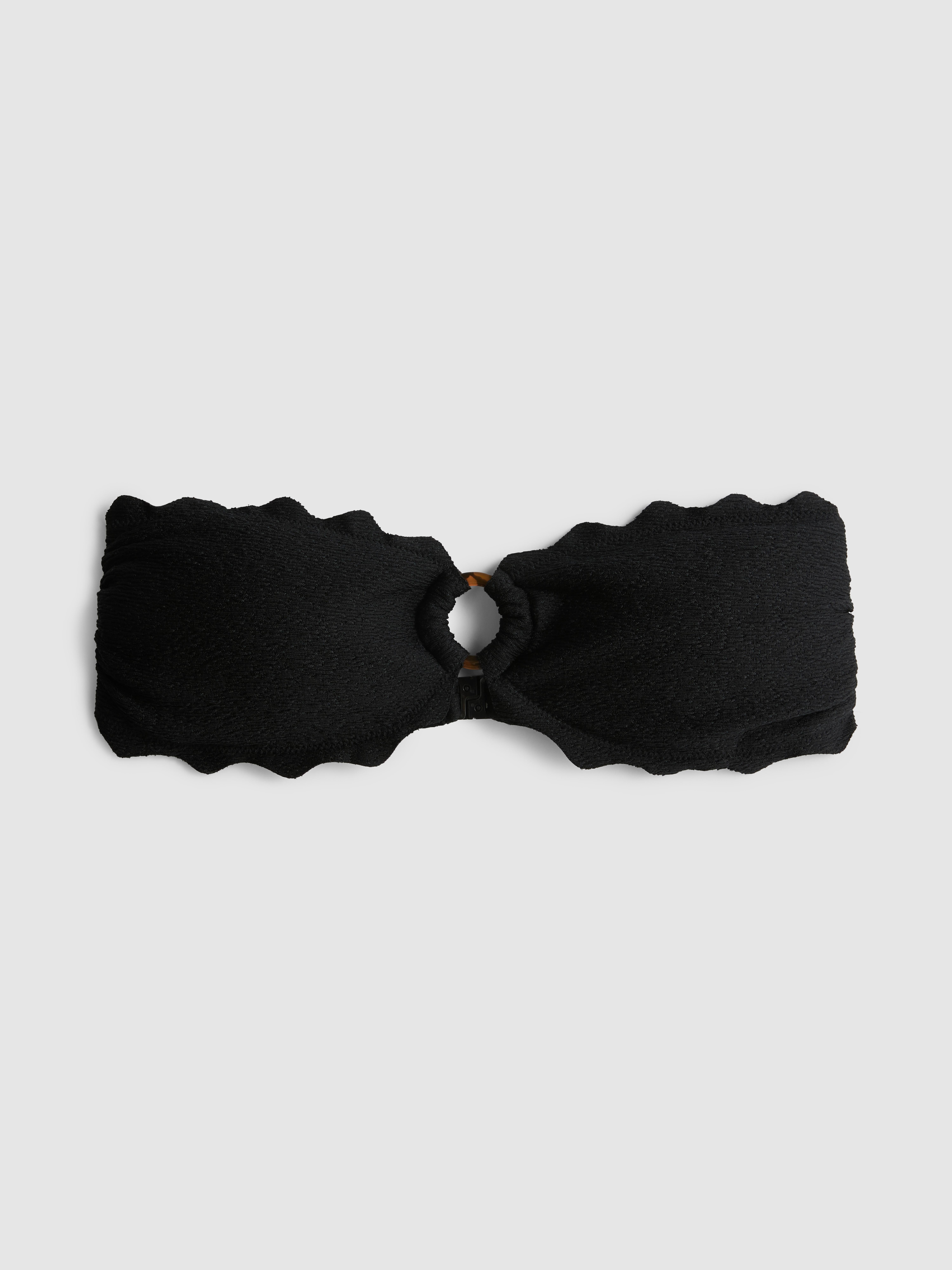 Women's Black Scalloped Bandeau Bikini Top