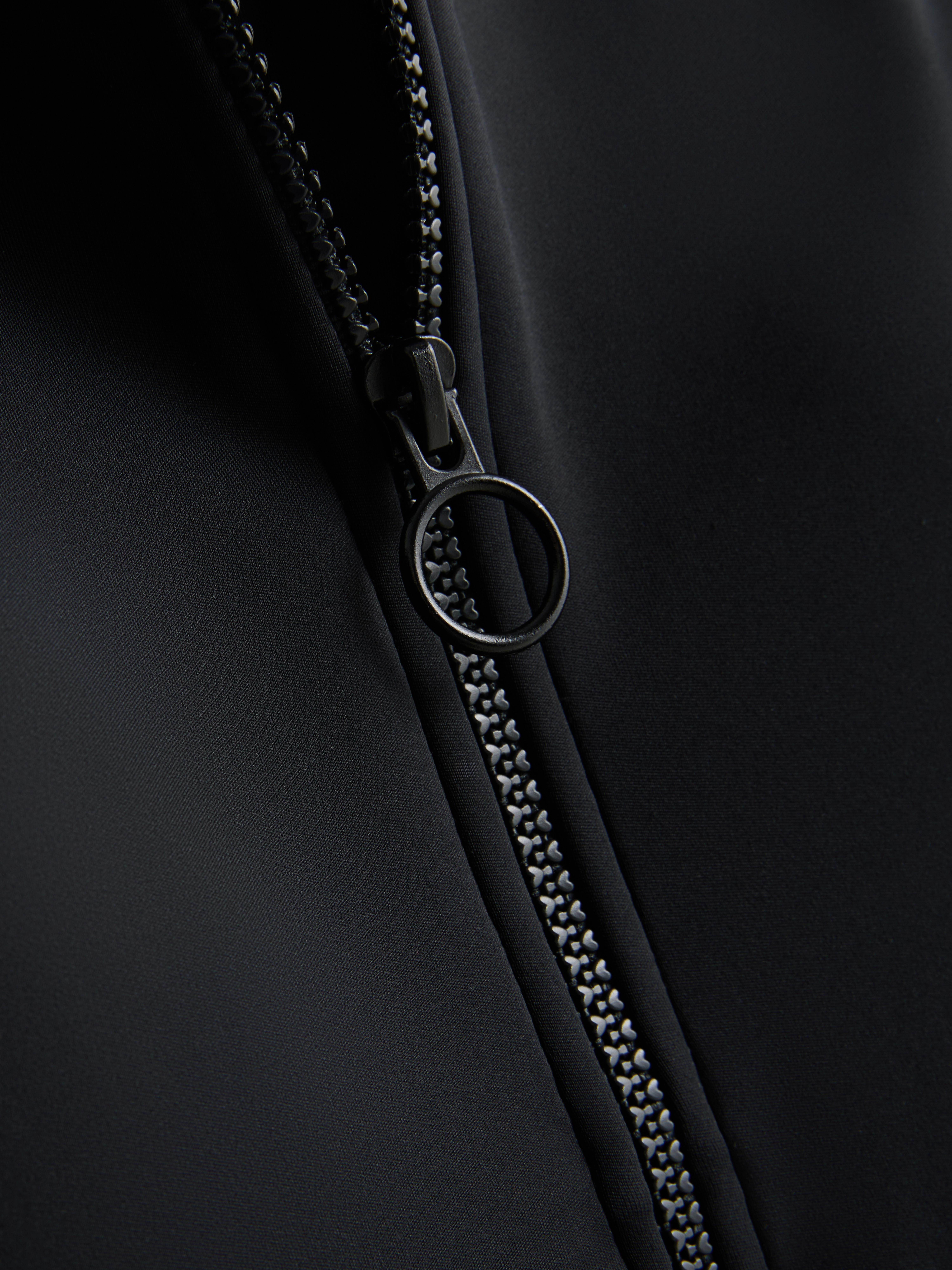 Women's Black High Neckline Zip-Detail Swimsuit