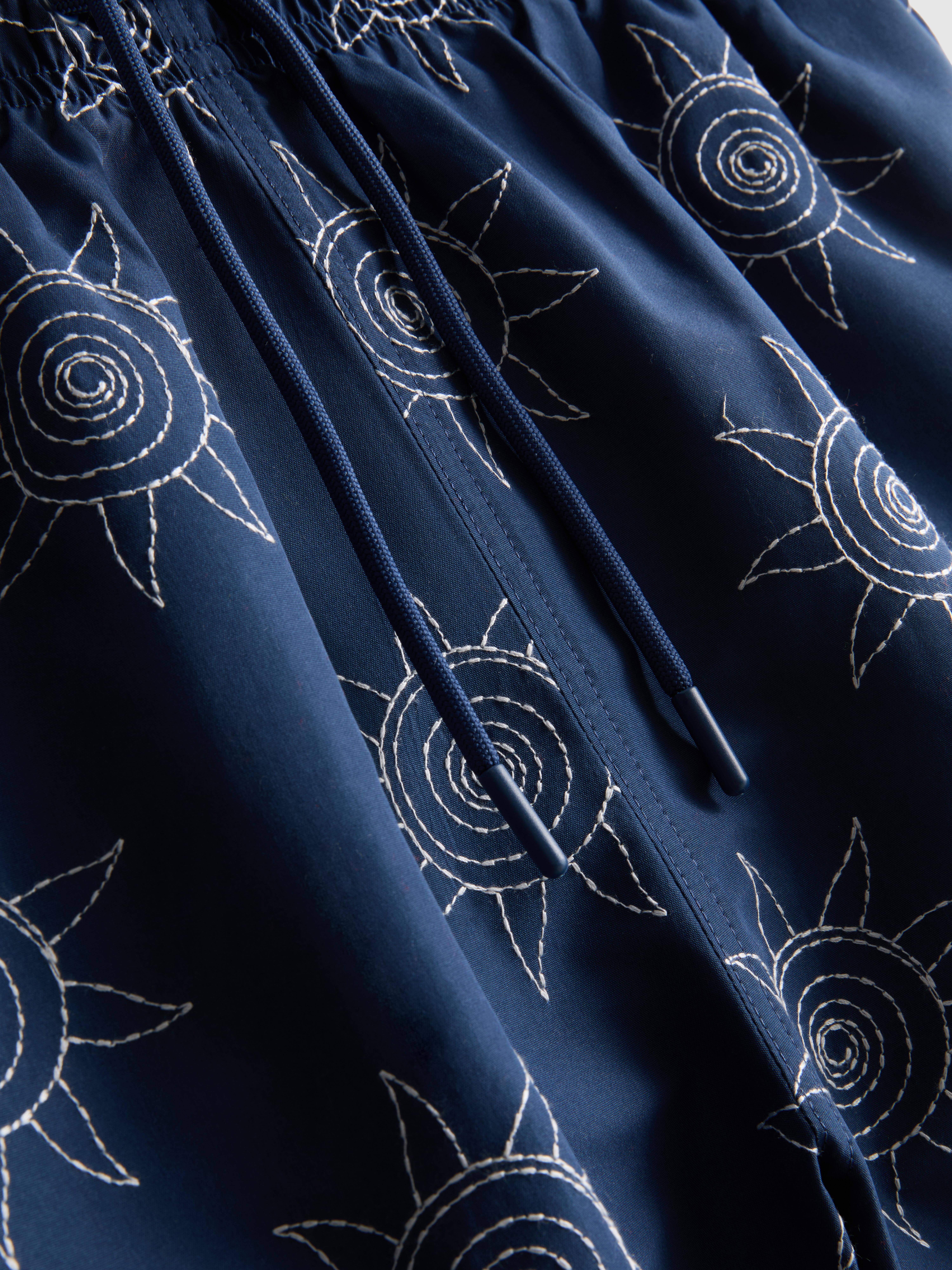 Embroidered Sun Swimming Shorts