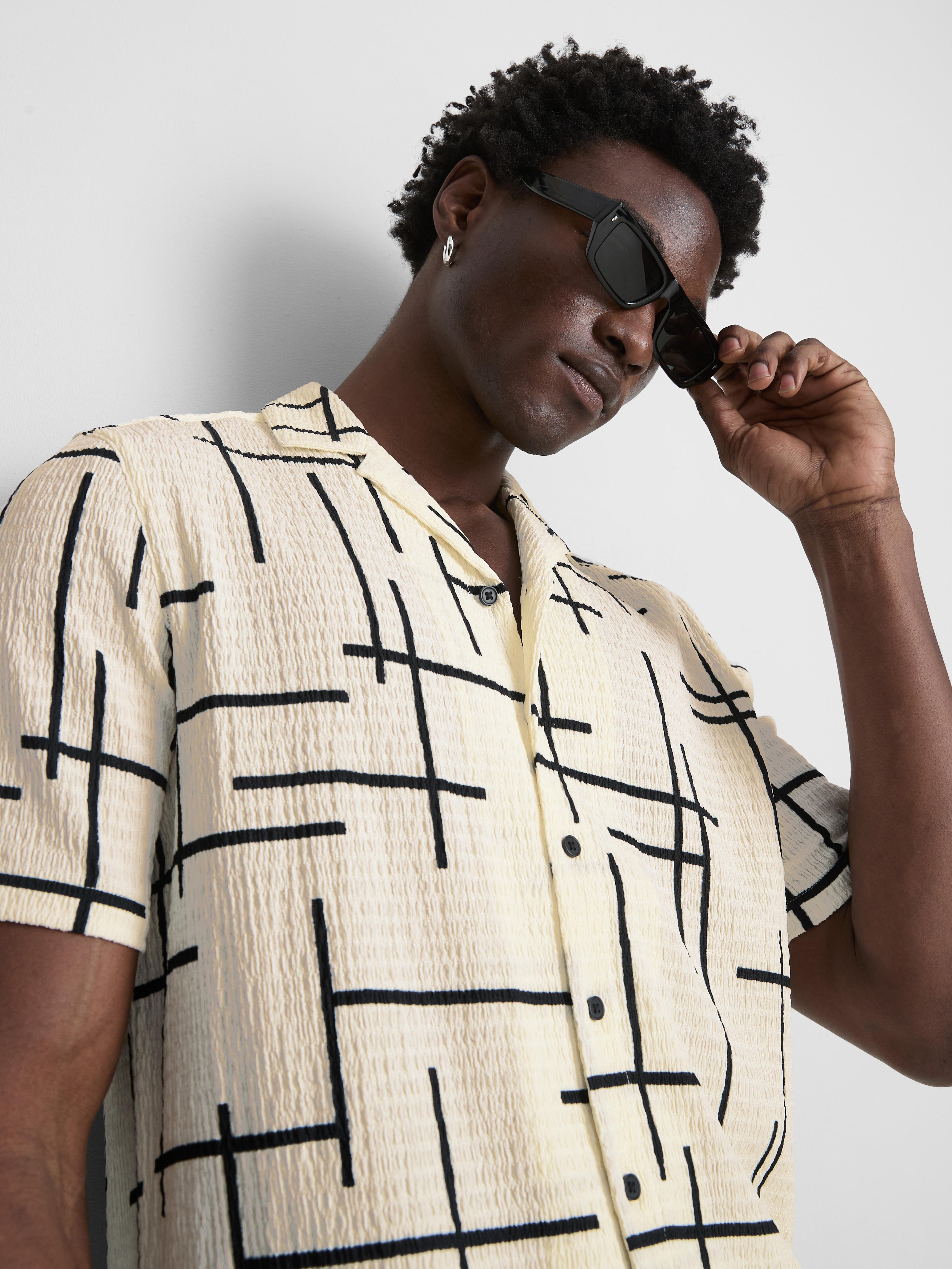 Abstract Seersucker Shirt