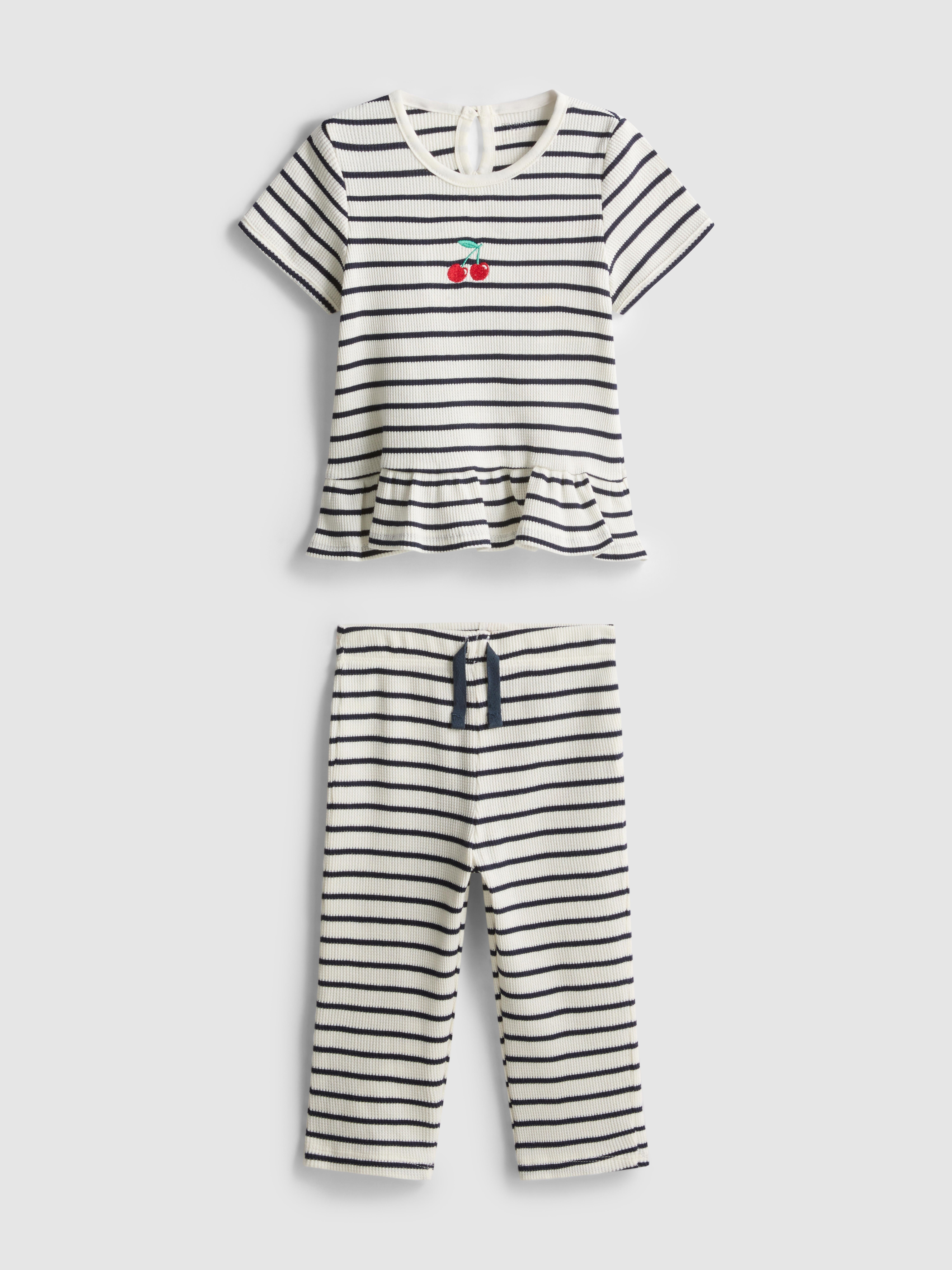 0-36mths | Waffle Textured Peplum Top and Joggers Set