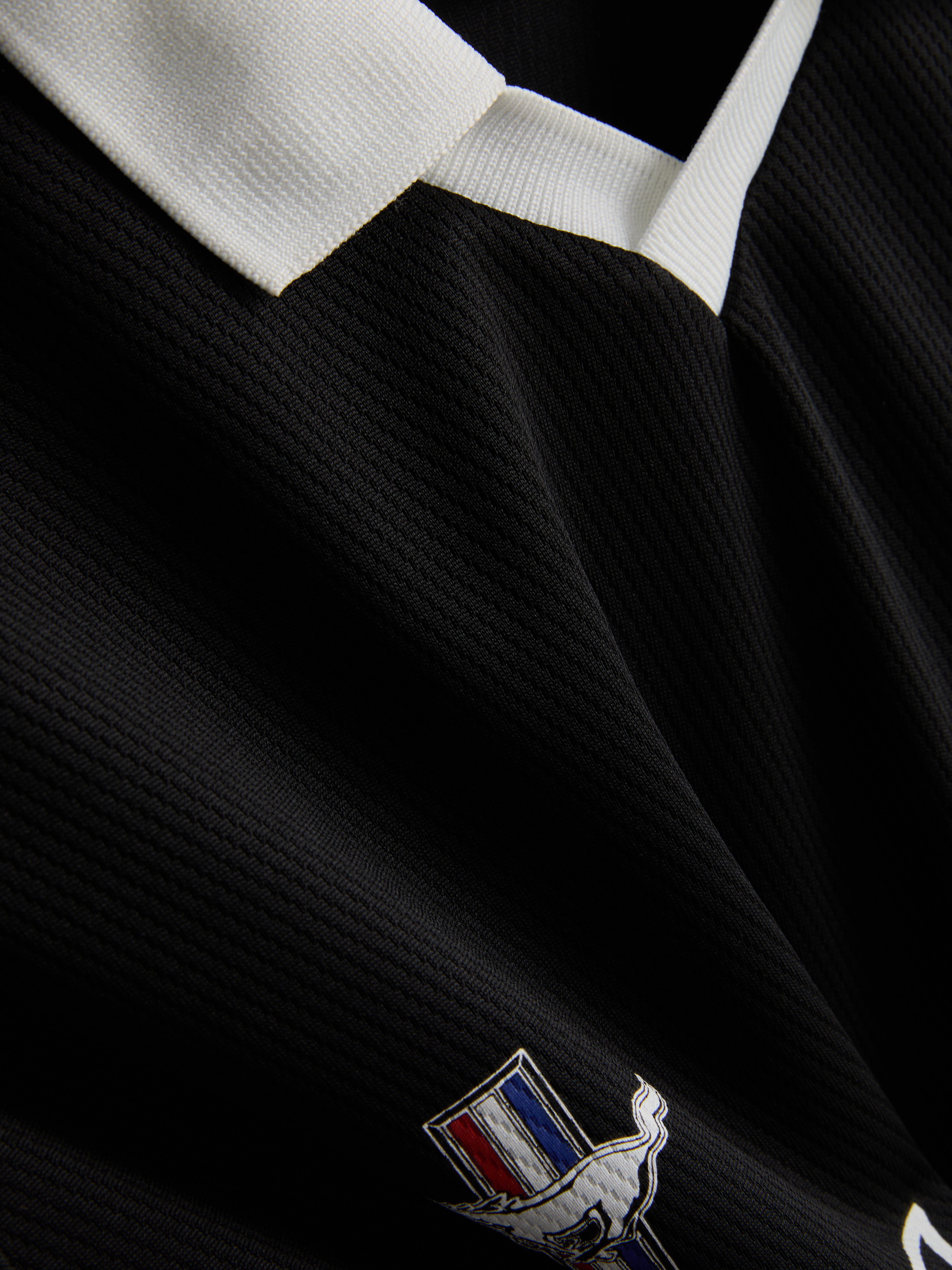 Men's Black Mustang Long-Sleeve Polo Shirt