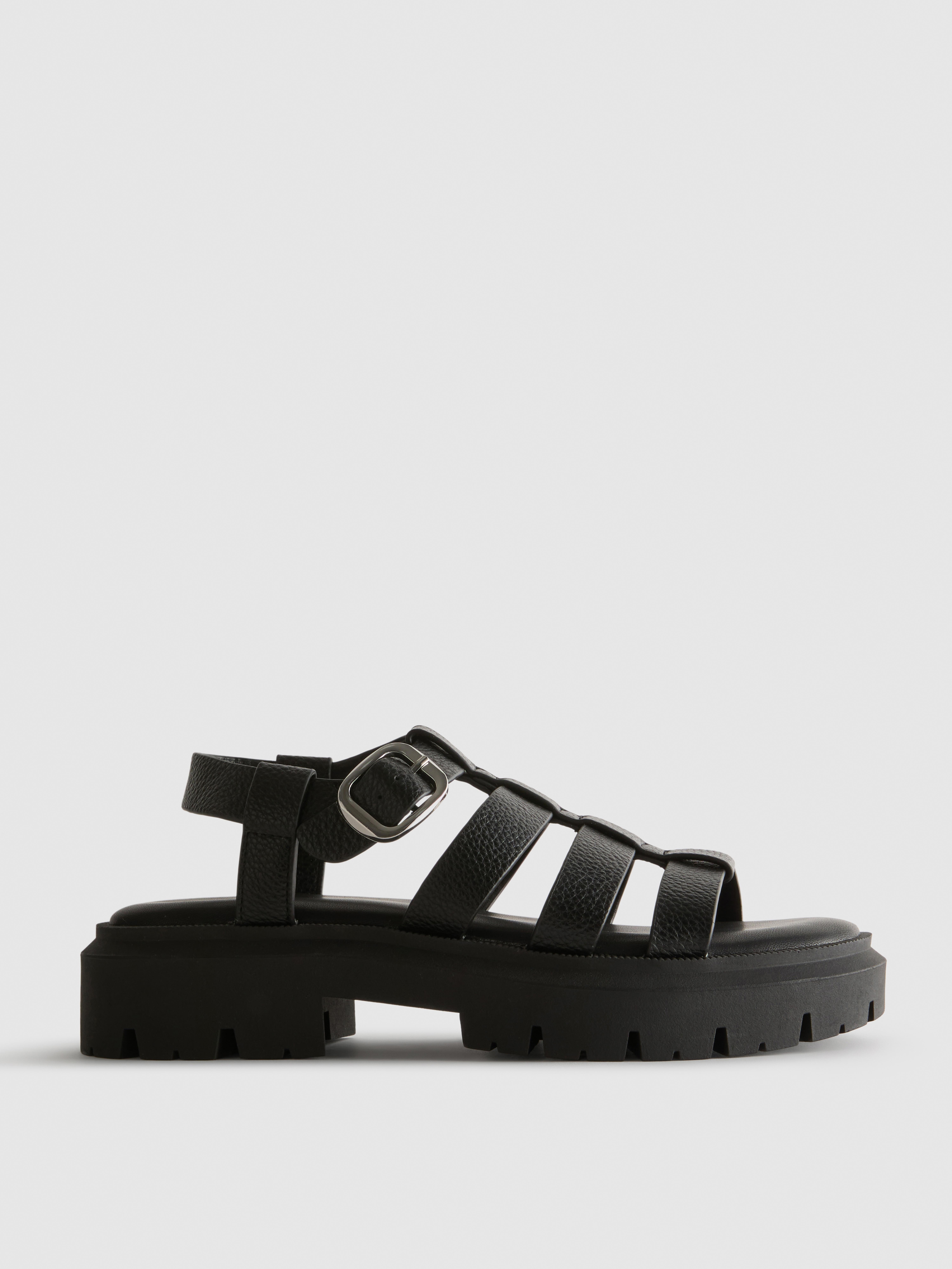 Kunstleder-Fischersandalen mit dicker Sohle