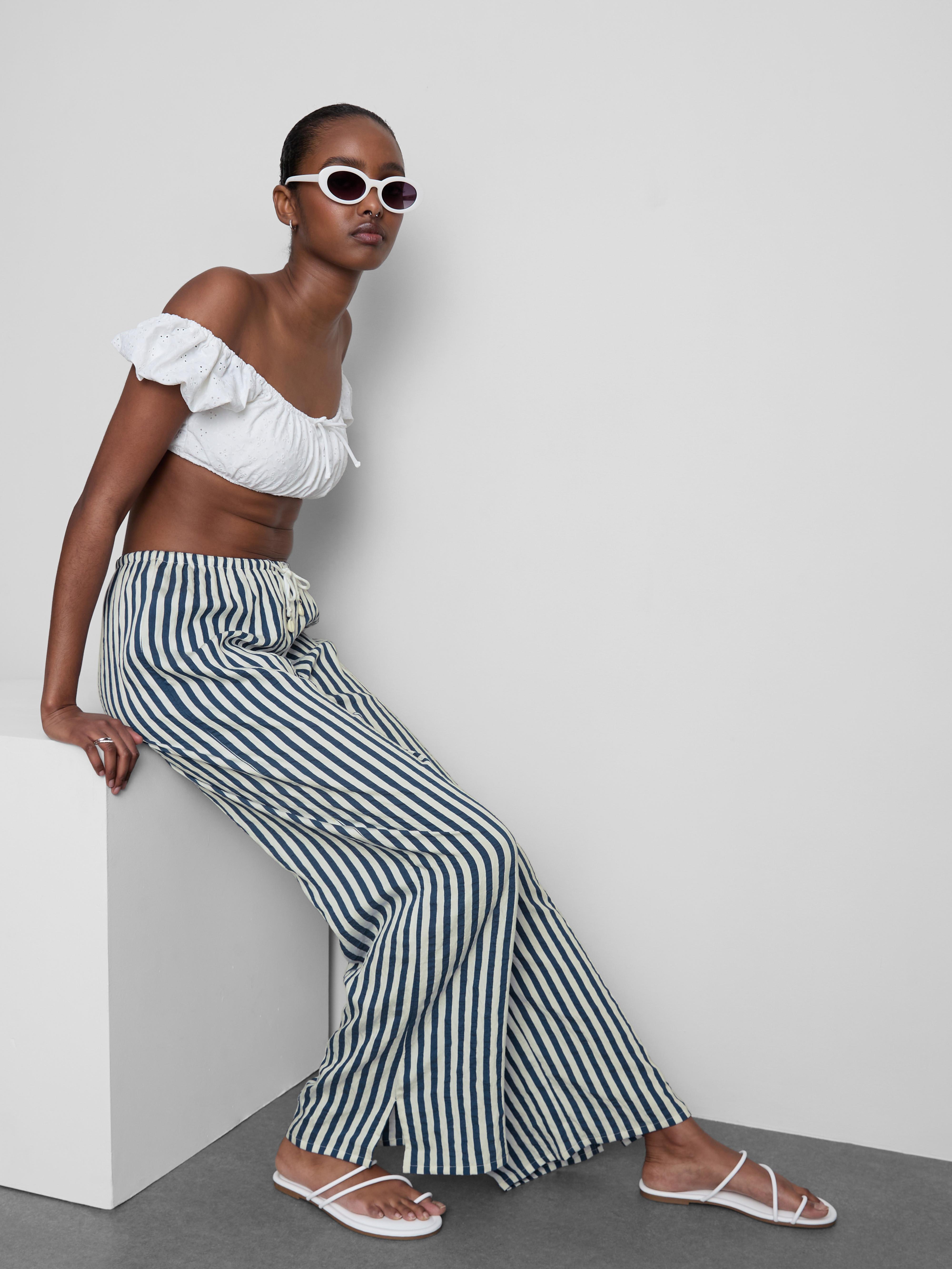 Textured Stripe Beach Pants