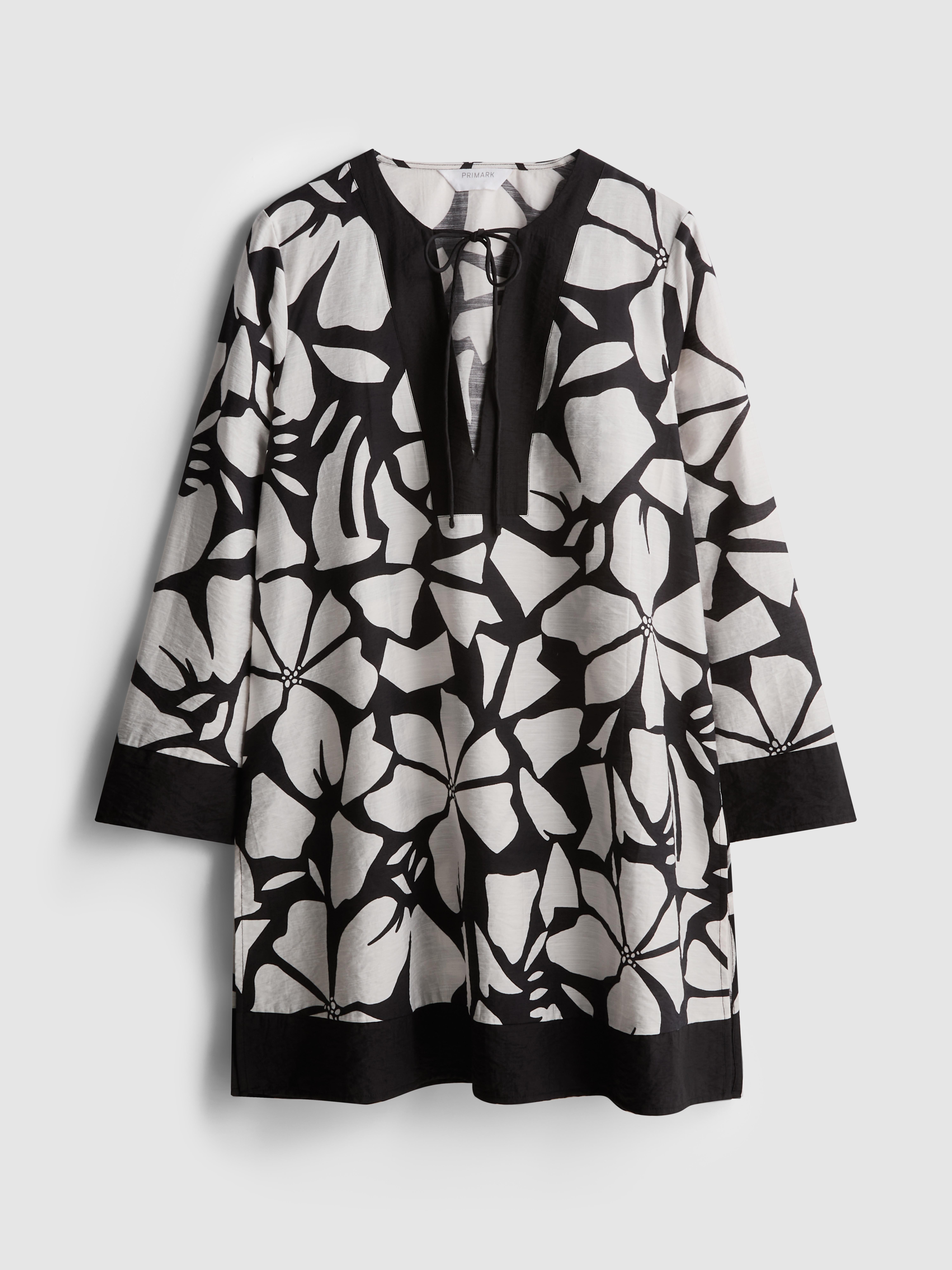 Women's Black/White Printed Kaftan