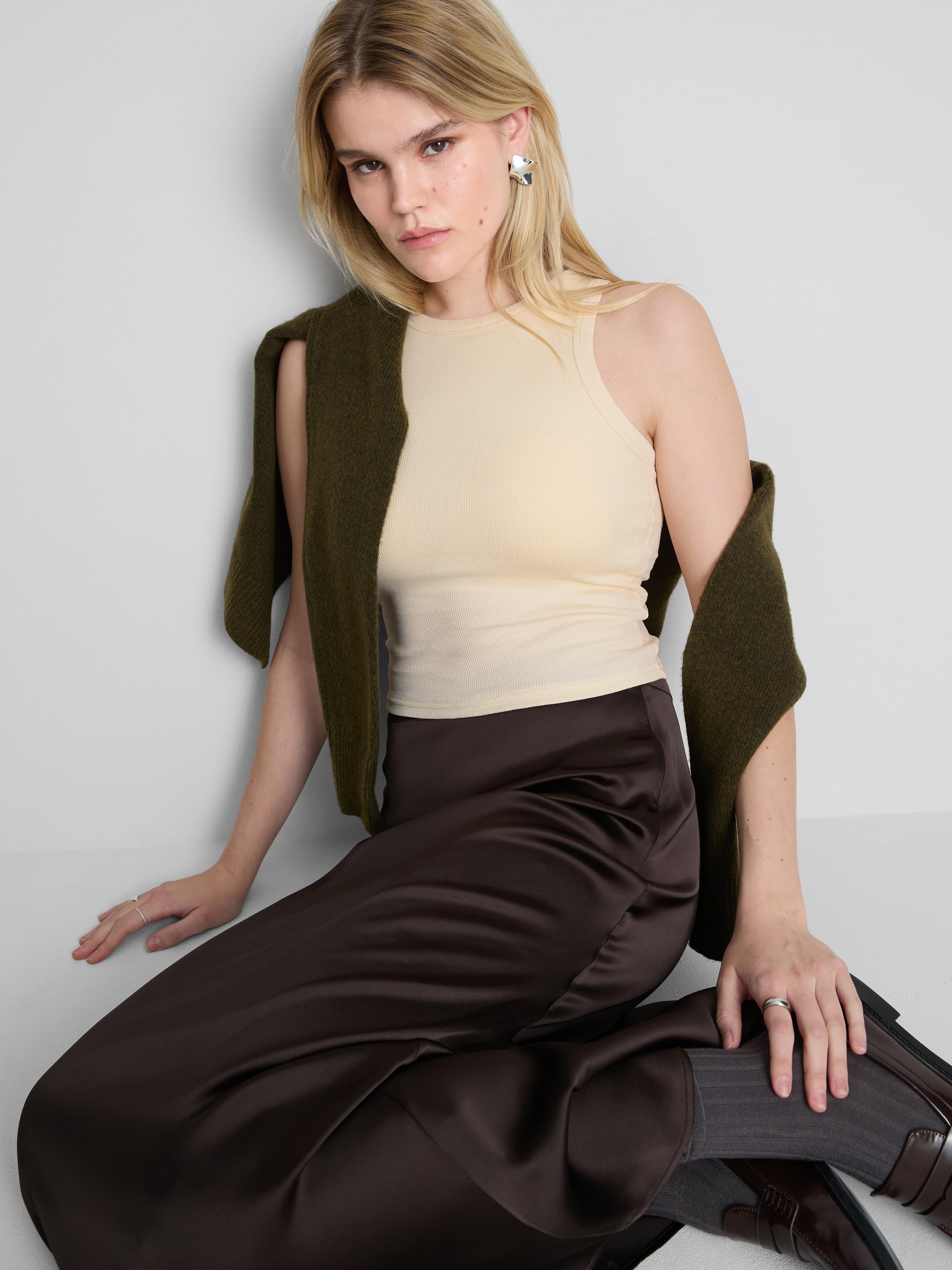 Ribbed Built-In Bra Racerback Tank