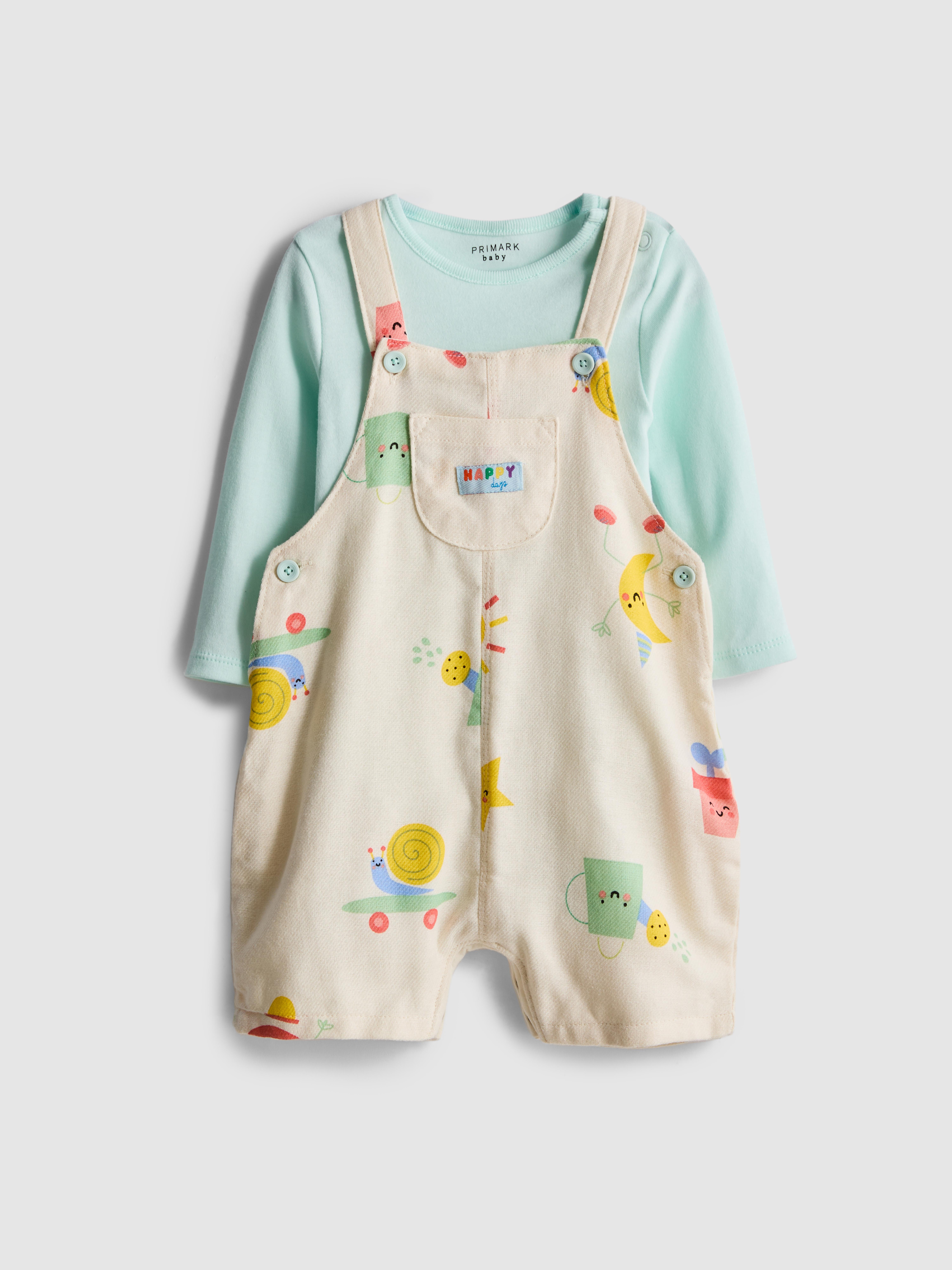 0-18 mnd | Rompertje met lange mouwen en tuinbroek met print