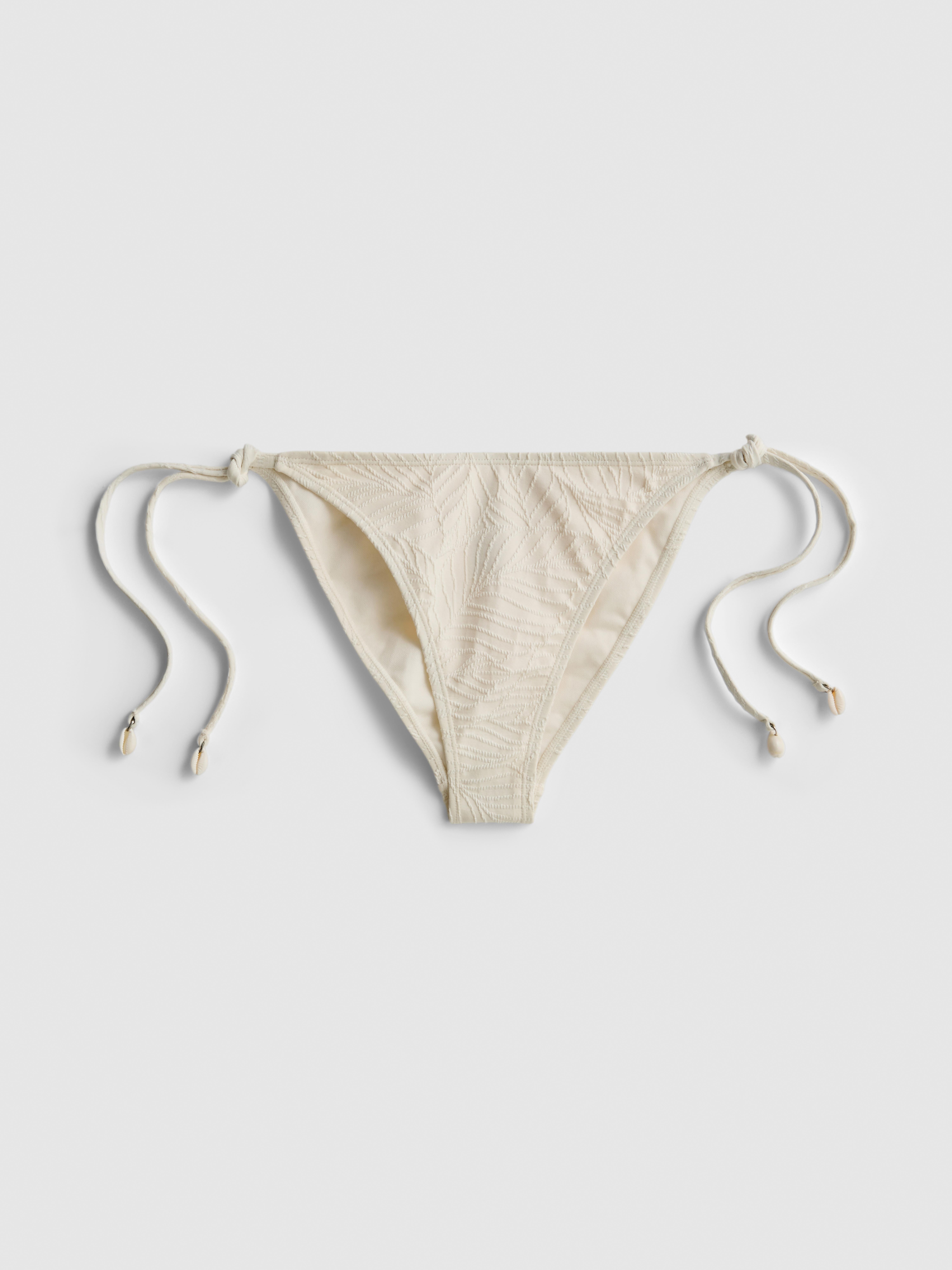 Textured Leaf Shell Detail Bikini Bottoms