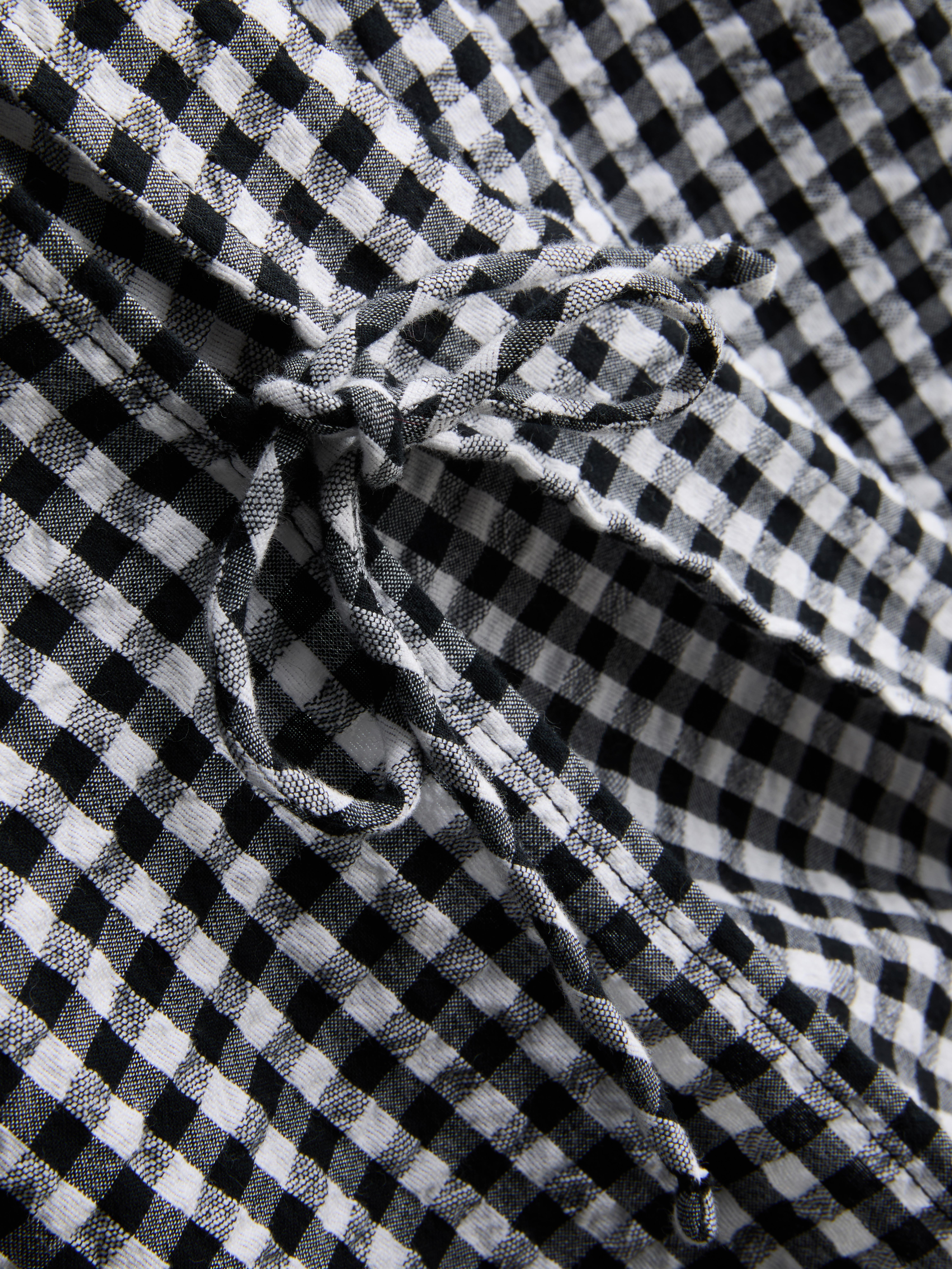 Women's Black Gingham Wide-Leg Side-Tie Beach Pants